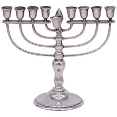Antique Early 20th Century German Silver Hanukkah Lamp Menorah