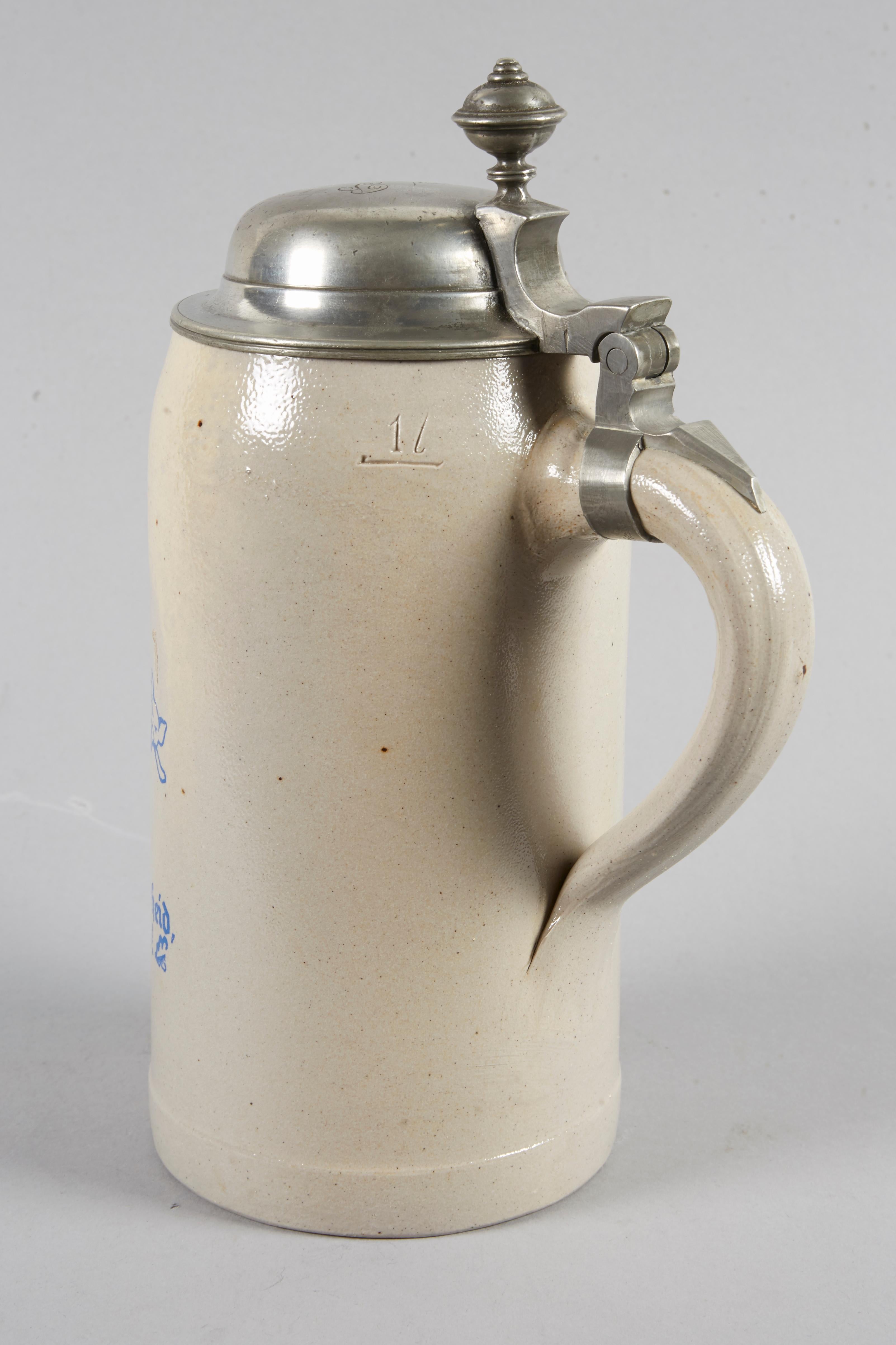 Earthenware Early 20th Century German Stoneware Beer Stein For Sale