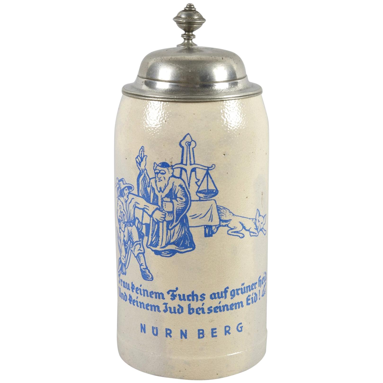 Early 20th Century German Stoneware Beer Stein
