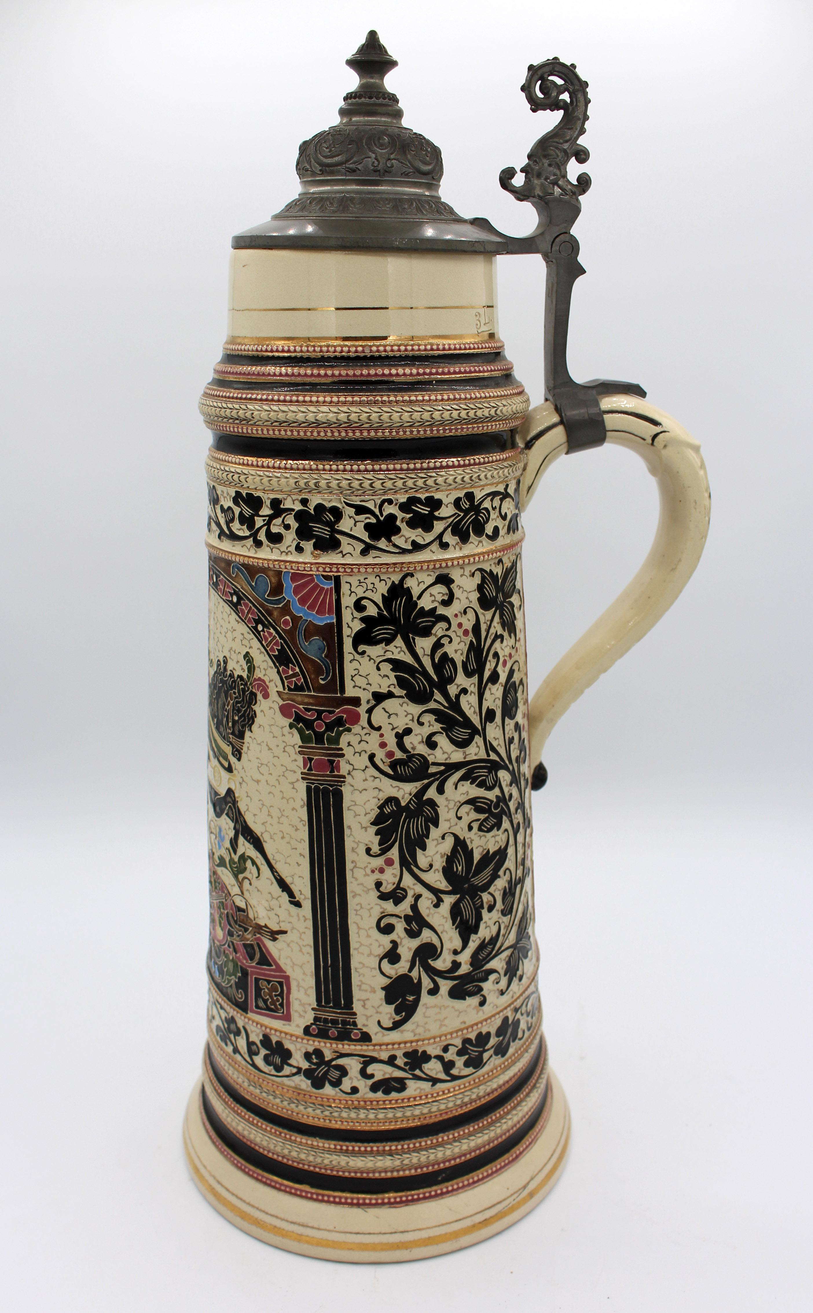 Art Nouveau Early 20th Century German Stoneware Stein by Adolf Diesinger