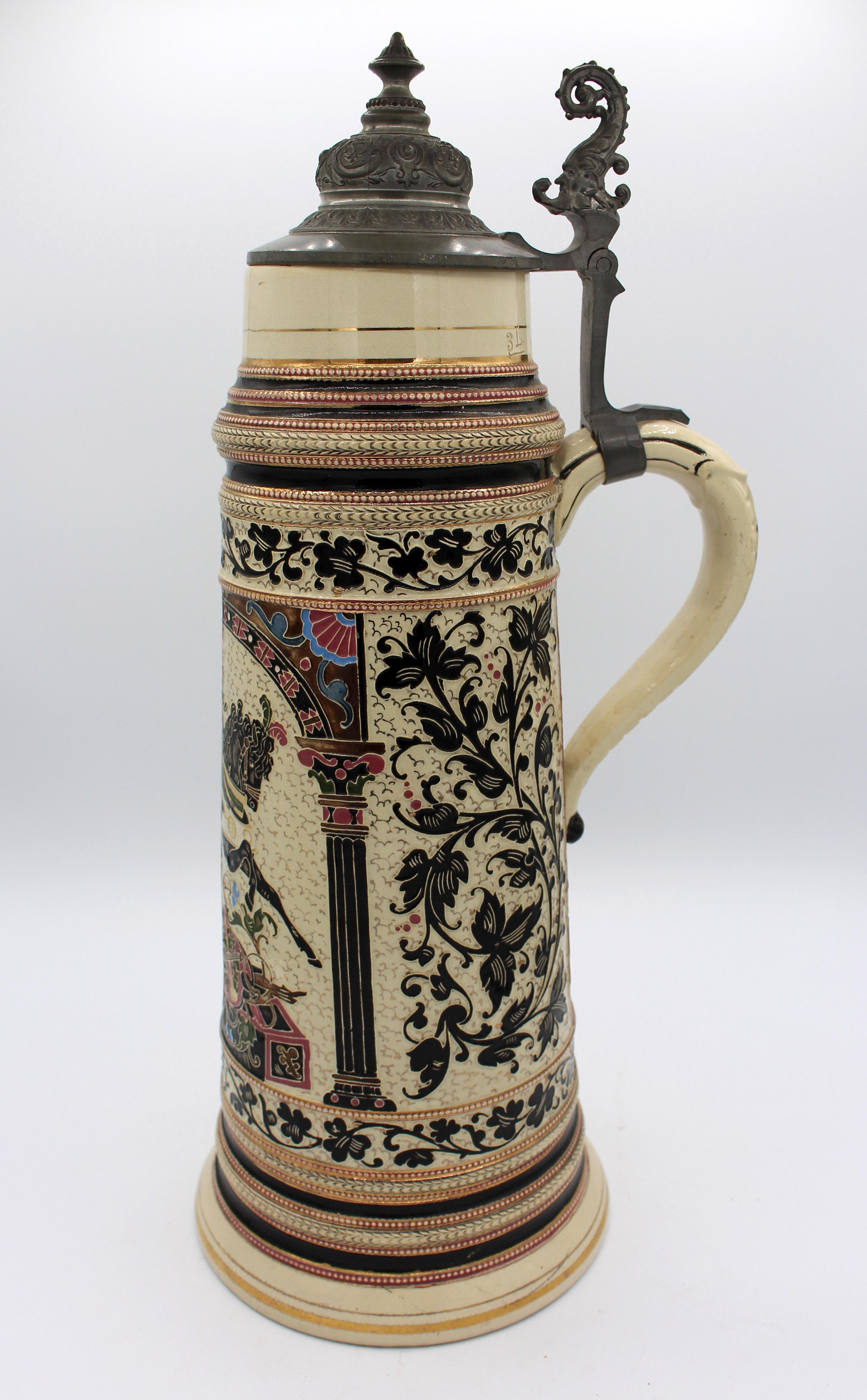 Art Nouveau Early 20th Century German Stoneware Stein For Sale