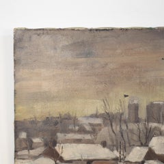 Paysage d'hiver allemand du début du 20e siècle Peinture à l'huile sur toile:: vers 1920