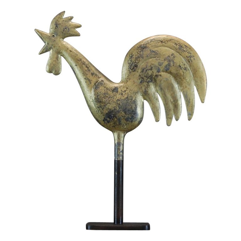 Early 20th Century Gilded Cockerel Weathervane For Sale at 1stdibs