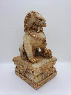 Early 20th Century Gilded Stone Foo Dog