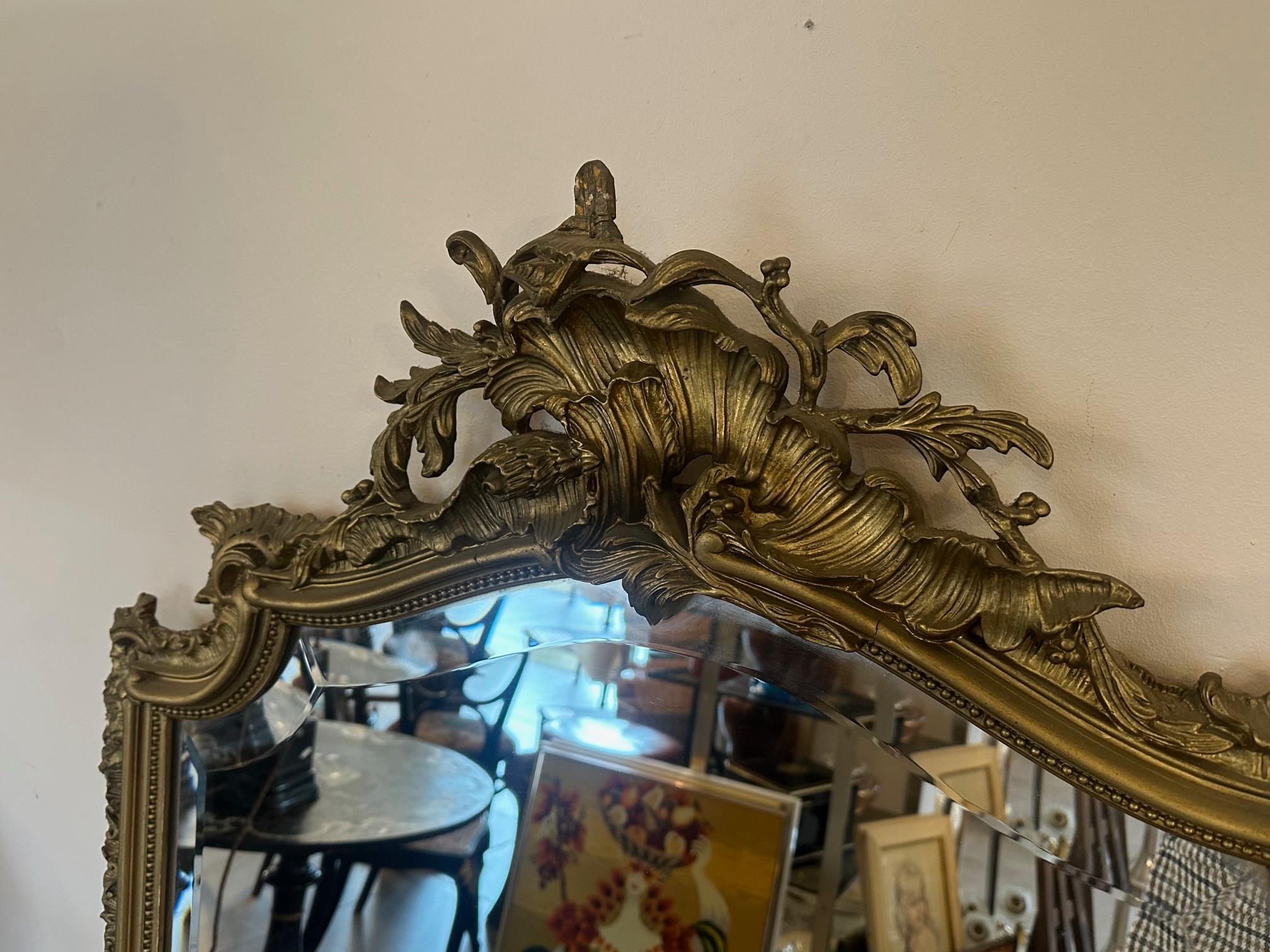 Francese Specchio in Wood dorato dei primi del Novecento, 1900