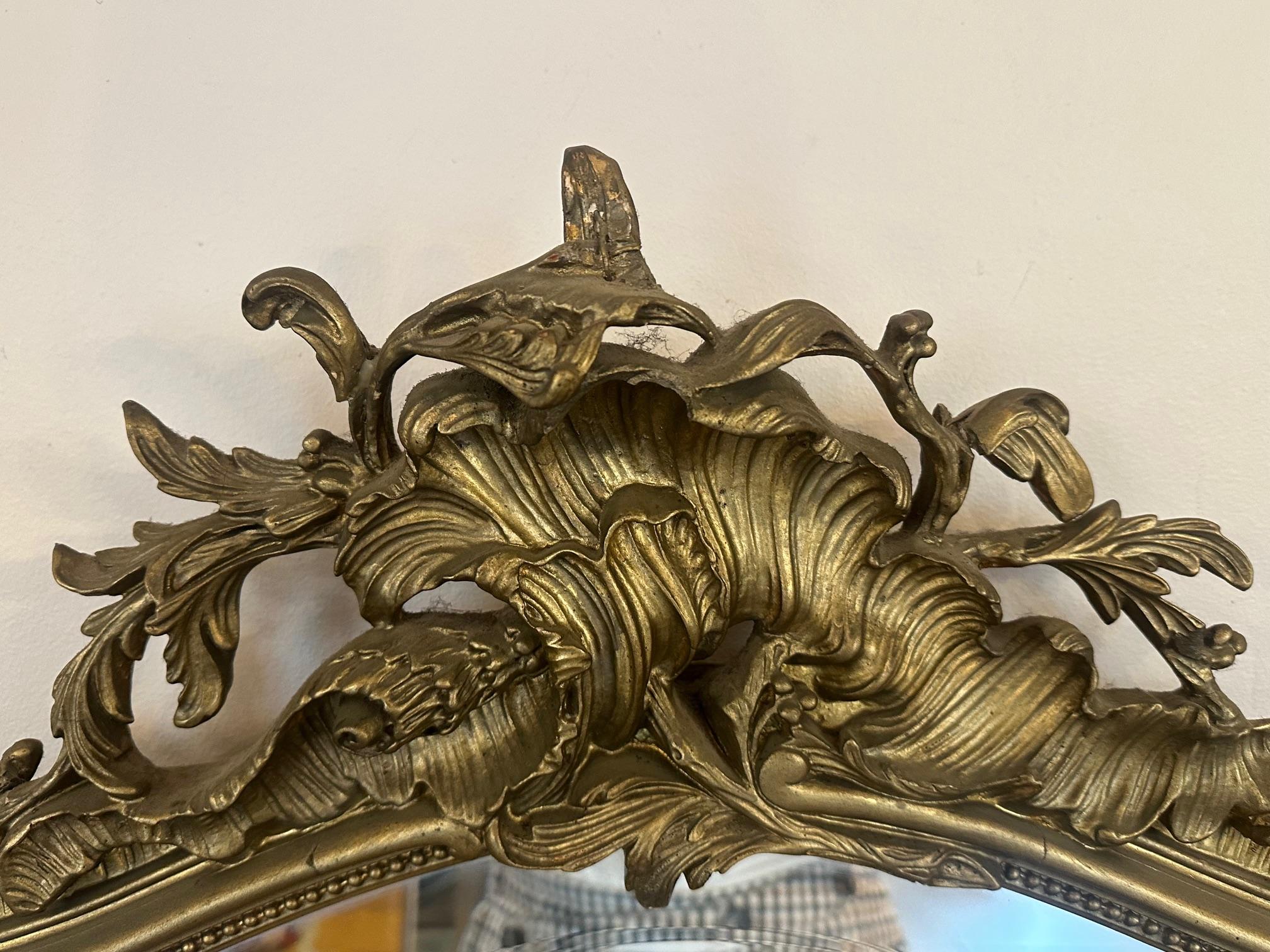 Specchio in Wood dorato dei primi del Novecento, 1900 In condizioni buone a LEGNY, FR