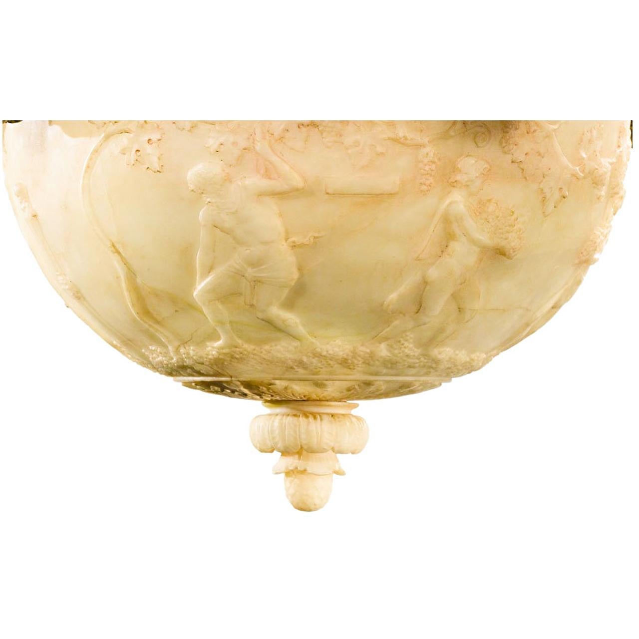 Américain Lustre du début du XXe siècle en bronze doré et albâtre d'Edward F. Caldwell