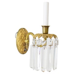 Early 20th Century Gilt Bronze and Crystal Single Arm Grapevine Sconces