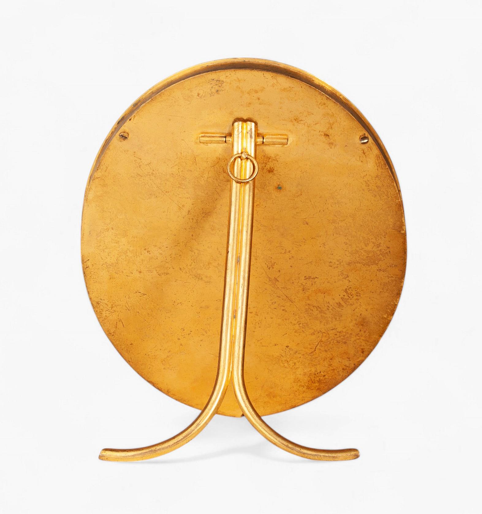 Metal Early 20th Century Gilt Bronze and Red Enamel Wooden Oval Picture Frame, France