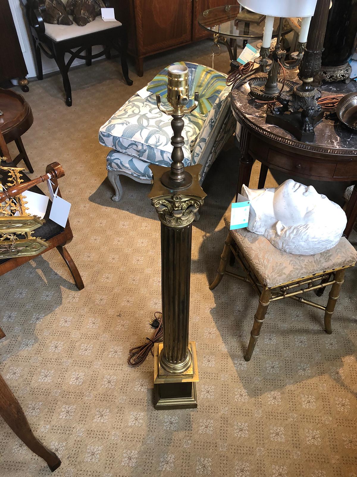 Early 20th Century Gilt Bronze Column Floor Lamp In Good Condition In Atlanta, GA