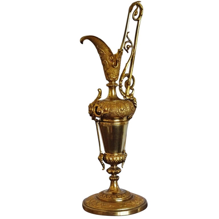 Early 20th Century Gilt Bronze Decorative Ewer, Pitcher For Sale at 1stDibs