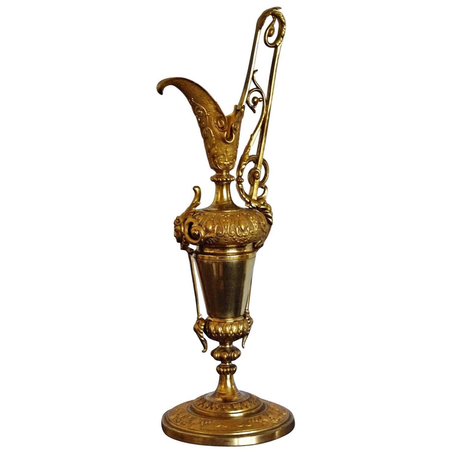 Early 20th Century Gilt Bronze Decorative Ewer, Pitcher For Sale