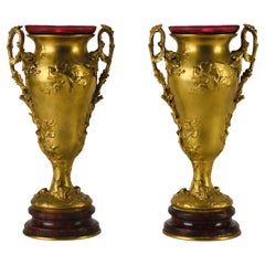 Early 20th Century Gilt Bronze "Decorative Vases" by Ferdinand Barbedienne