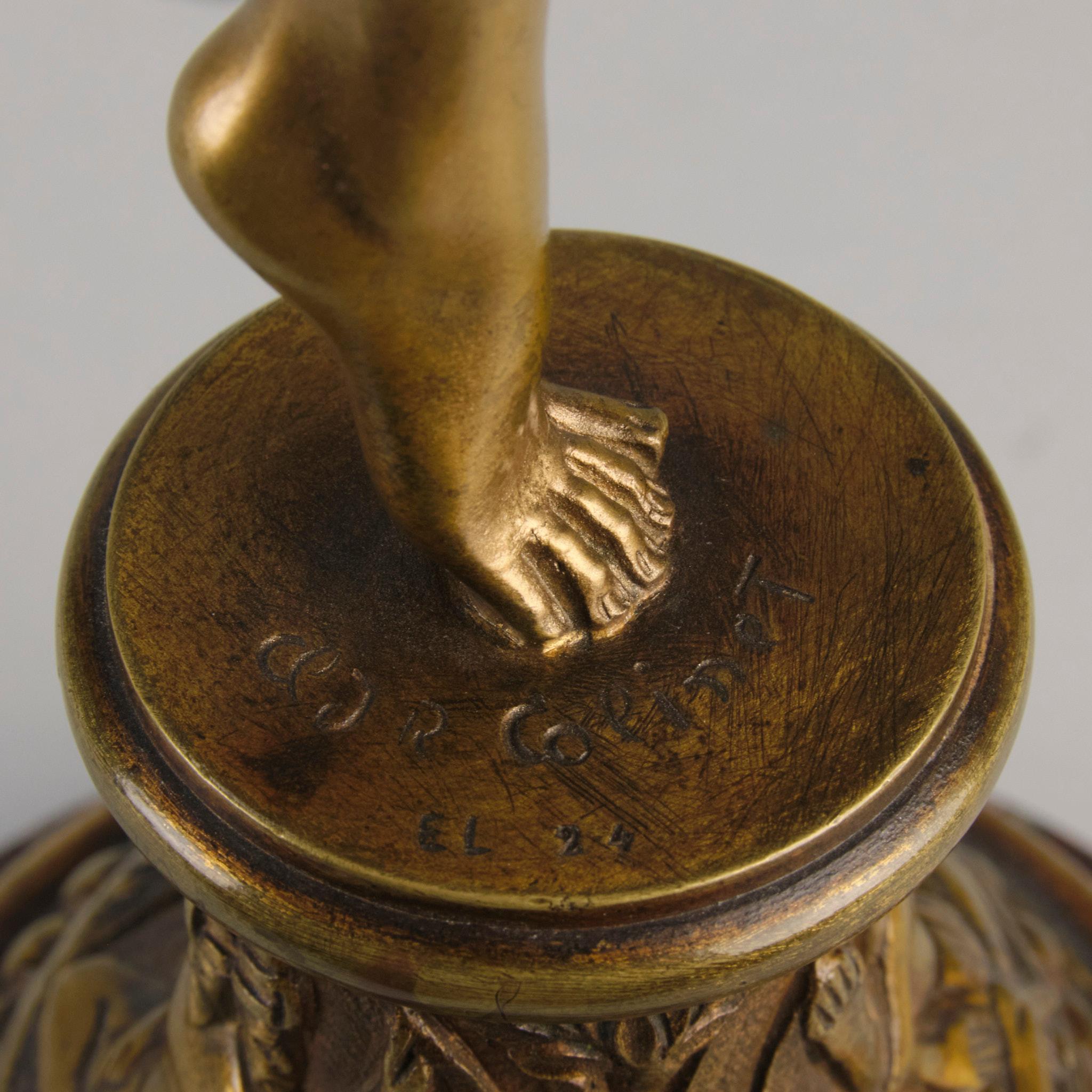 Bronze doré du début du XXe siècle intitulé « Hindu Dancer » par Claire Colinet en vente 4