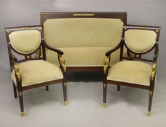 Early 20th Century Gilt Bronze Mounted Empire Style Three Piece Parlor Set