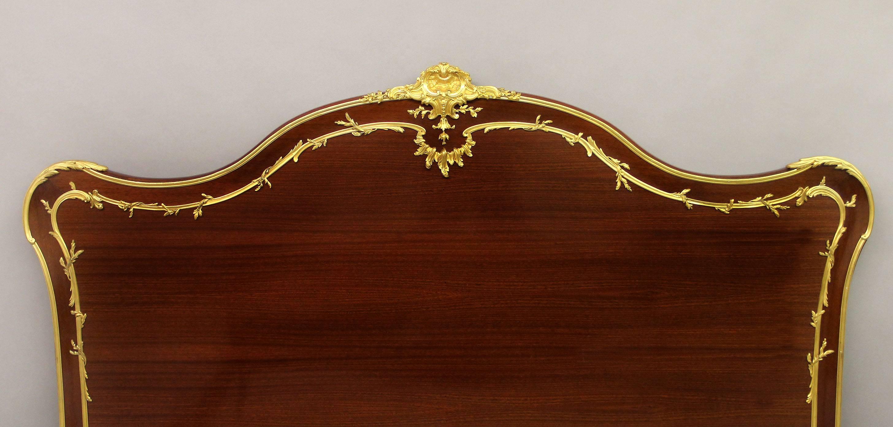 Belle Époque Early 20th Century Gilt Bronze-Mounted Mahogany King Size Bed by François Linke