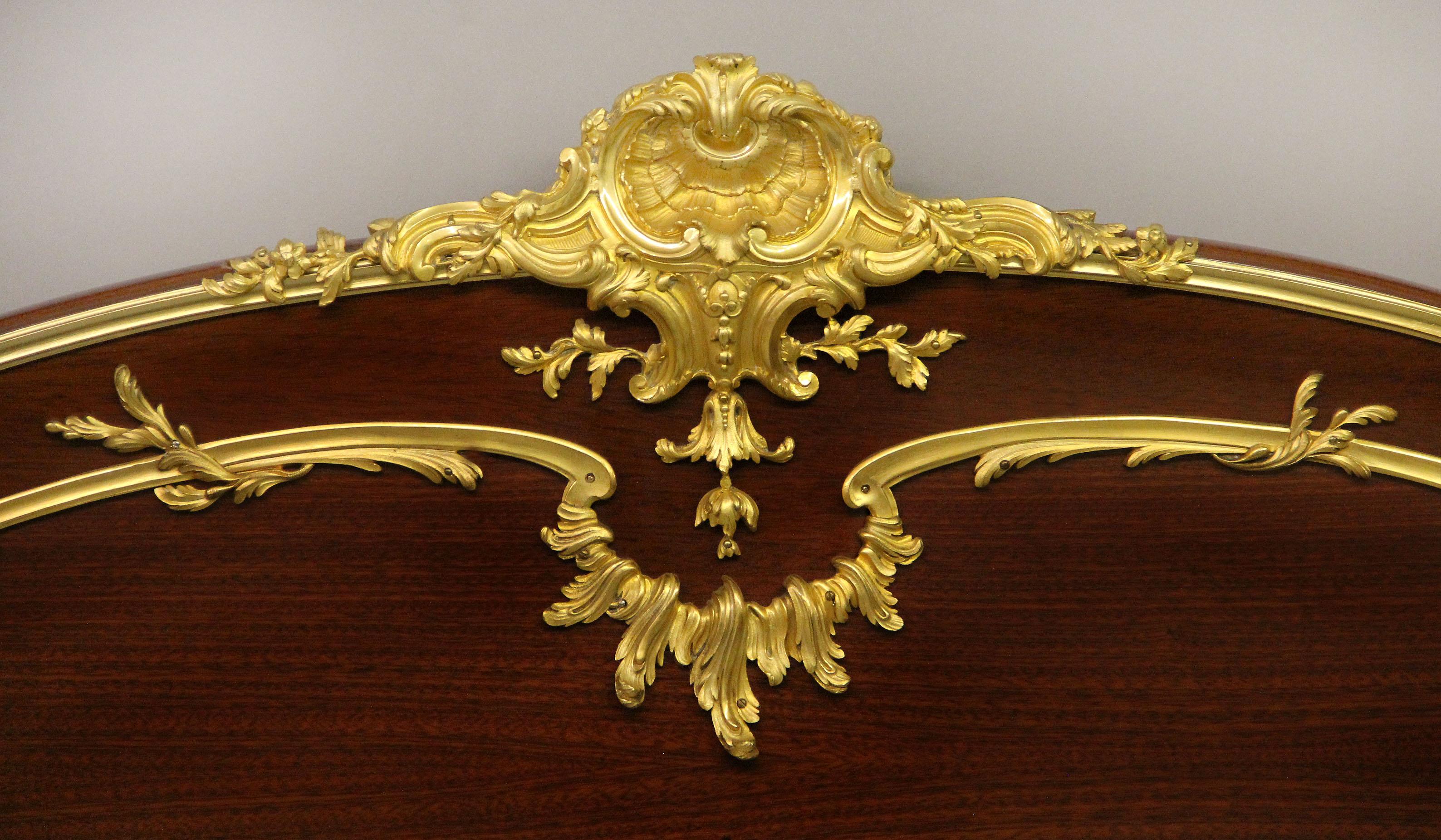 French Early 20th Century Gilt Bronze-Mounted Mahogany King Size Bed by François Linke For Sale