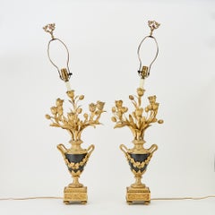 Early 20th century Gilt Bronze & Patinated Metal Louis XVI Style Lamp