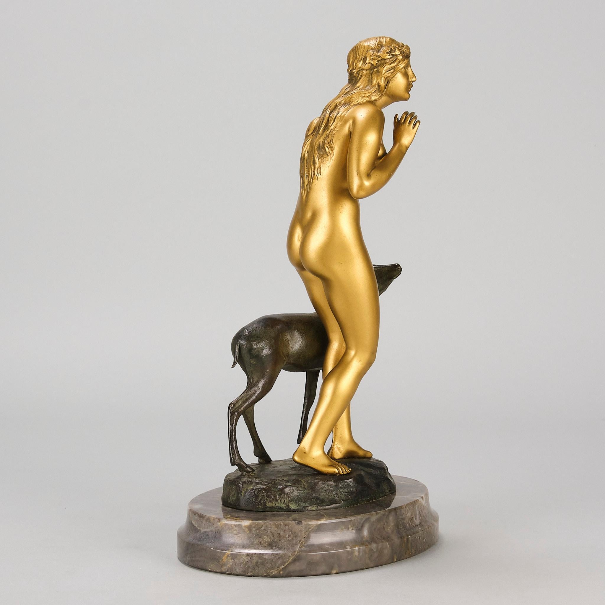 Studio in bronzo dorato dei primi del Novecento intitolato 