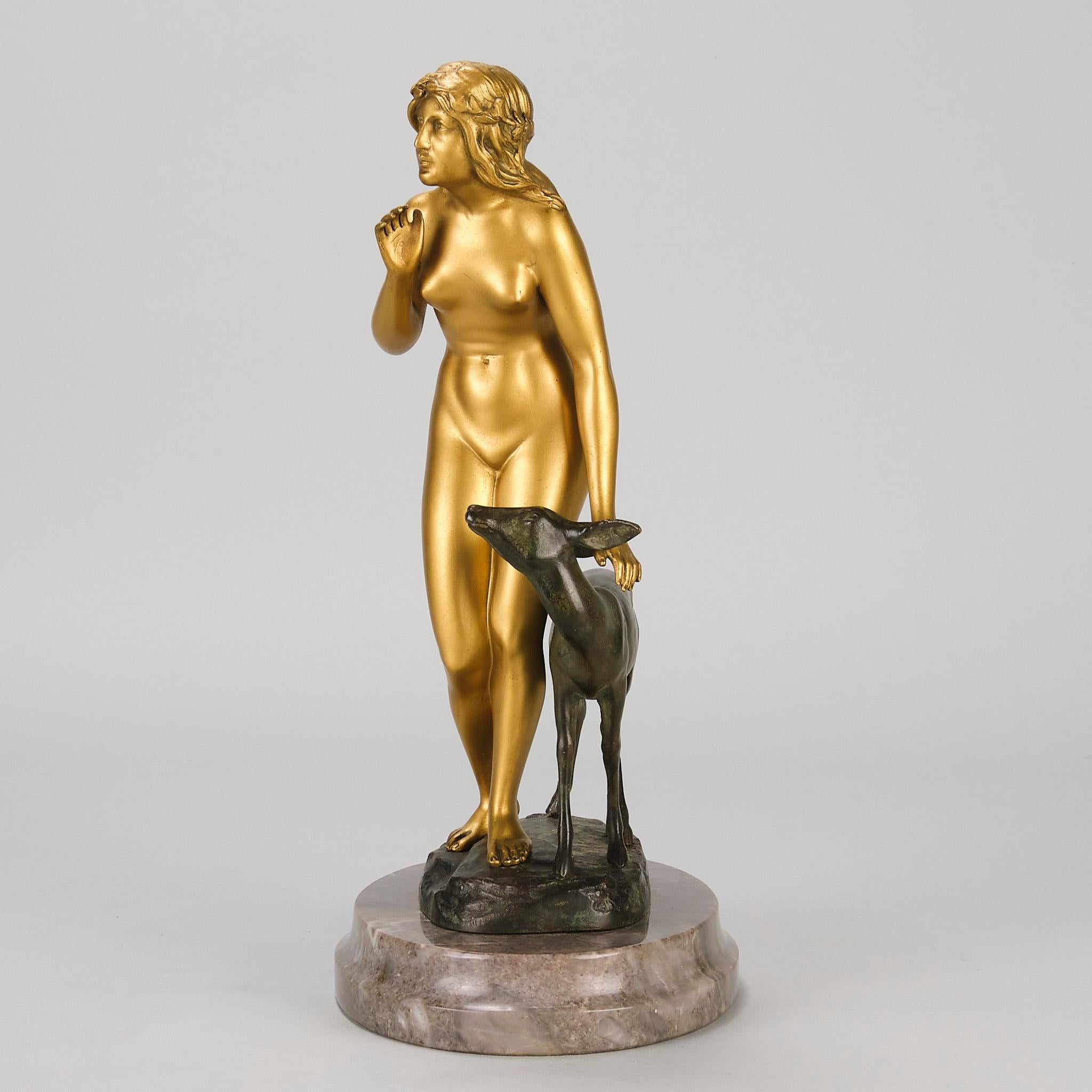 Studio in bronzo dorato dei primi del Novecento intitolato 