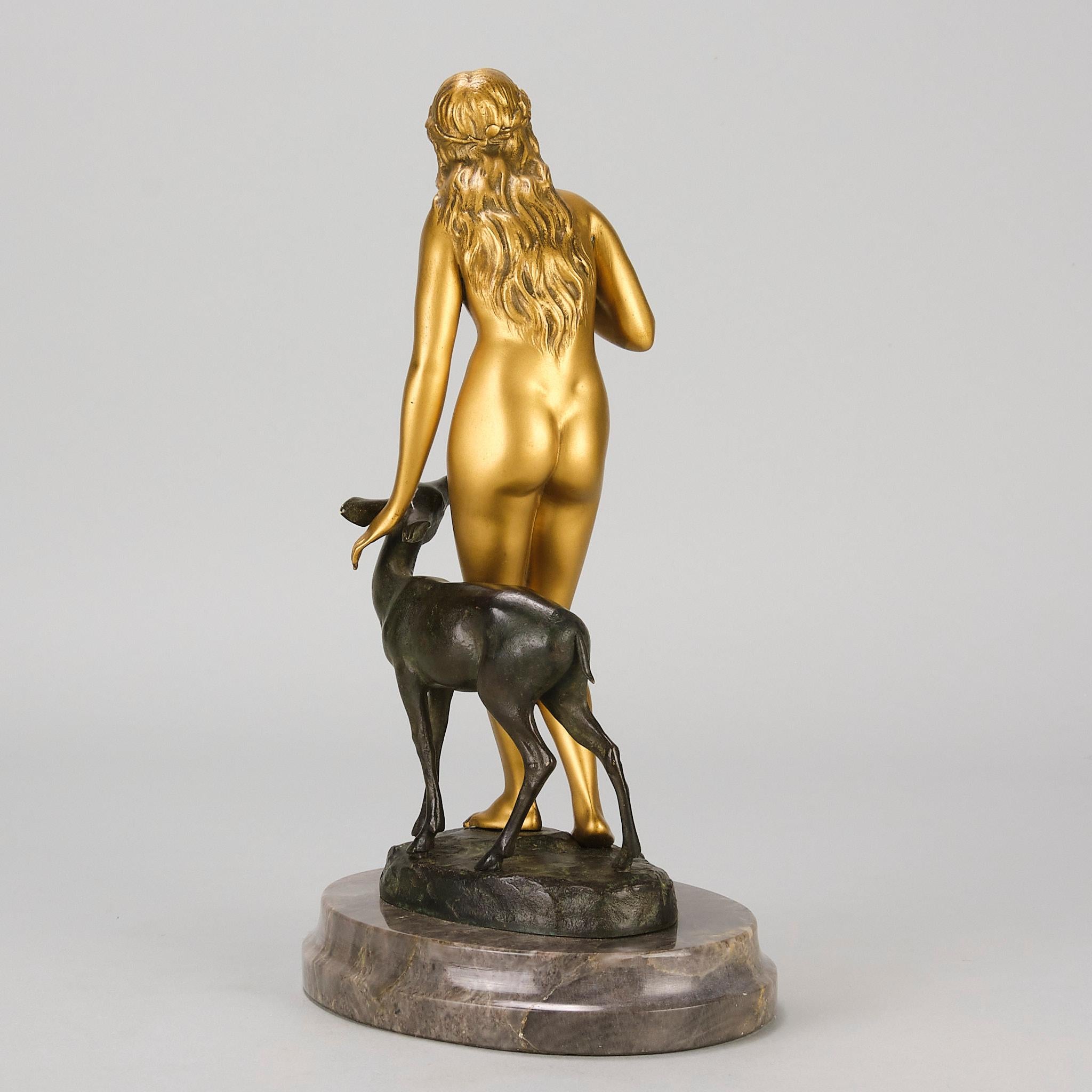 Studio in bronzo dorato dei primi del Novecento intitolato 