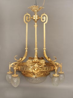 Early 20th Century Gilt Bronze Ten-Light Chandelier