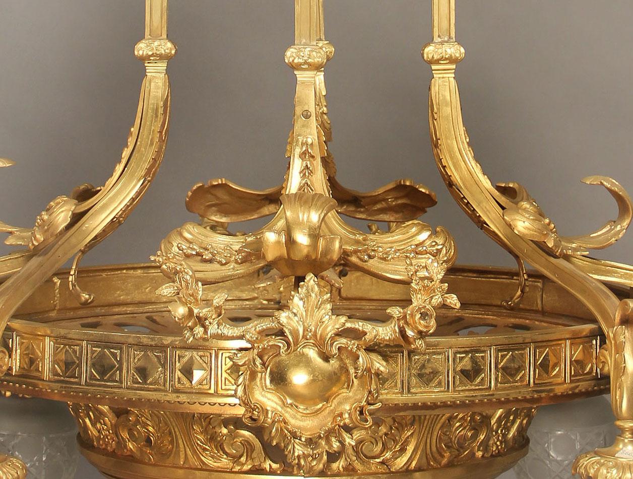 Lustre à dix lumières en bronze doré du début du XXe siècle Bon état - En vente à Long Island City, NY