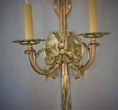 Early 20th Century Gilt Bronze Wall Sconces, 'Three Available'