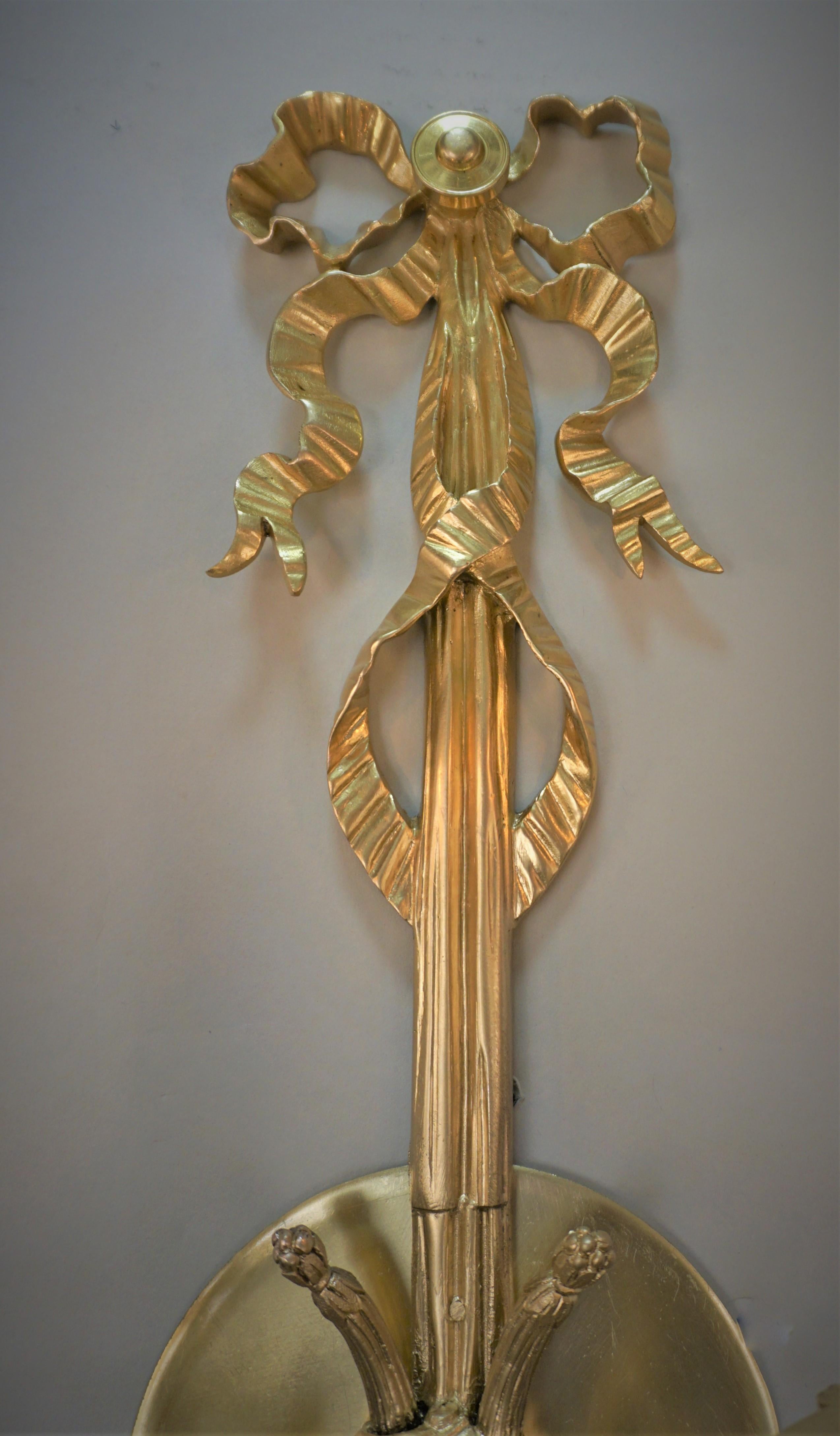 French Early 20th Century Gilt Bronze Wall Sconces, 'Three Available' For Sale