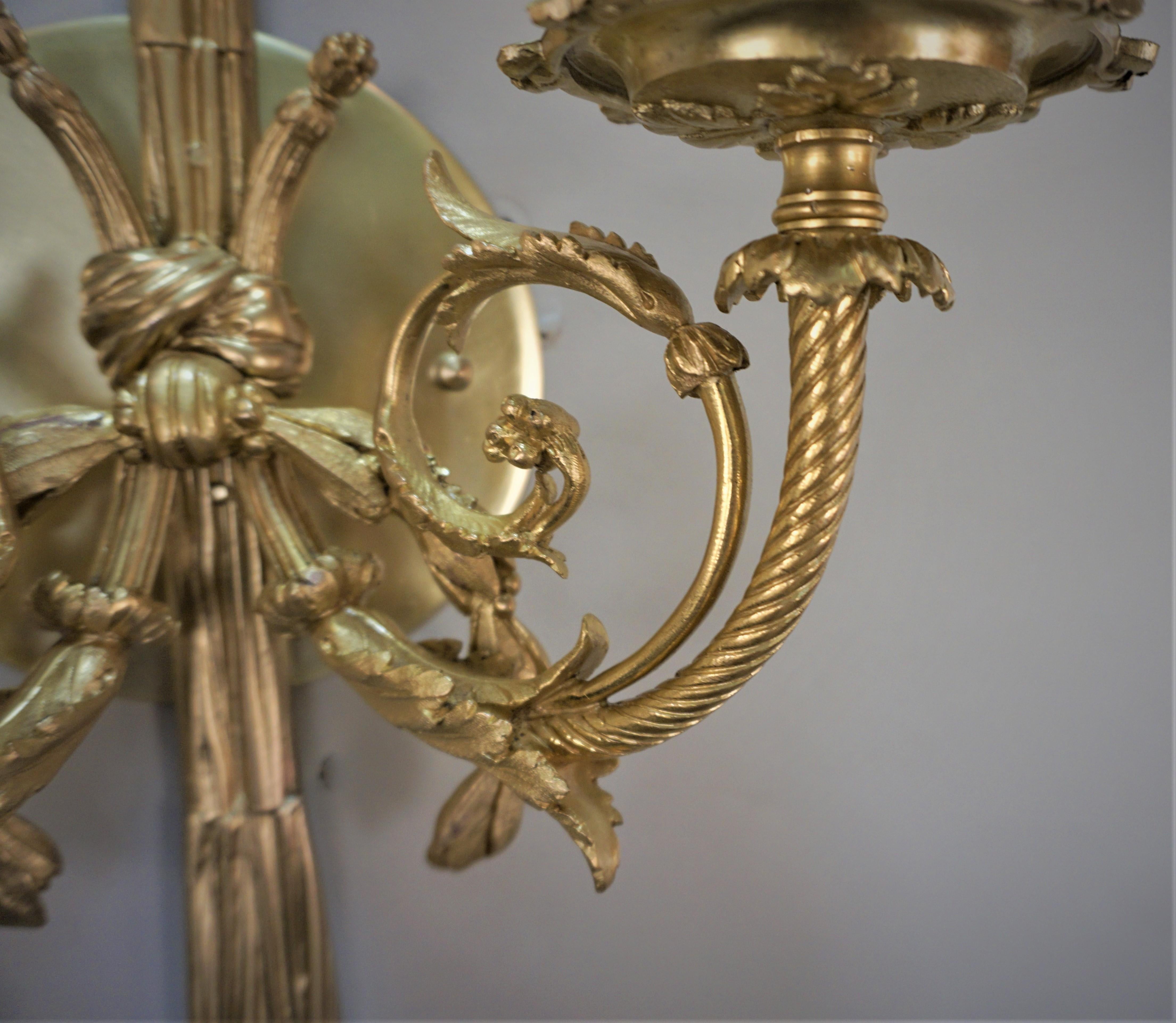 Early 20th Century Gilt Bronze Wall Sconces, 'Three Available' For Sale 1