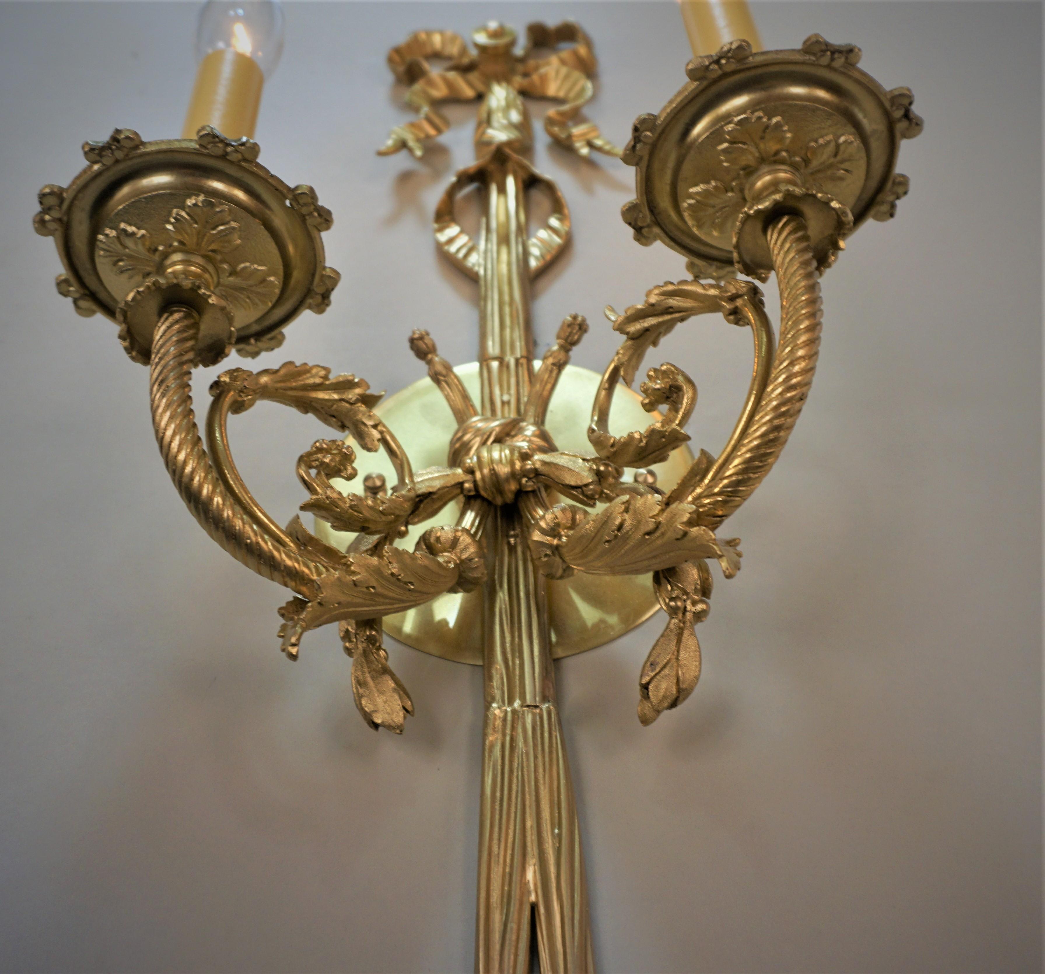 Early 20th Century Gilt Bronze Wall Sconces, 'Three Available' For Sale 2