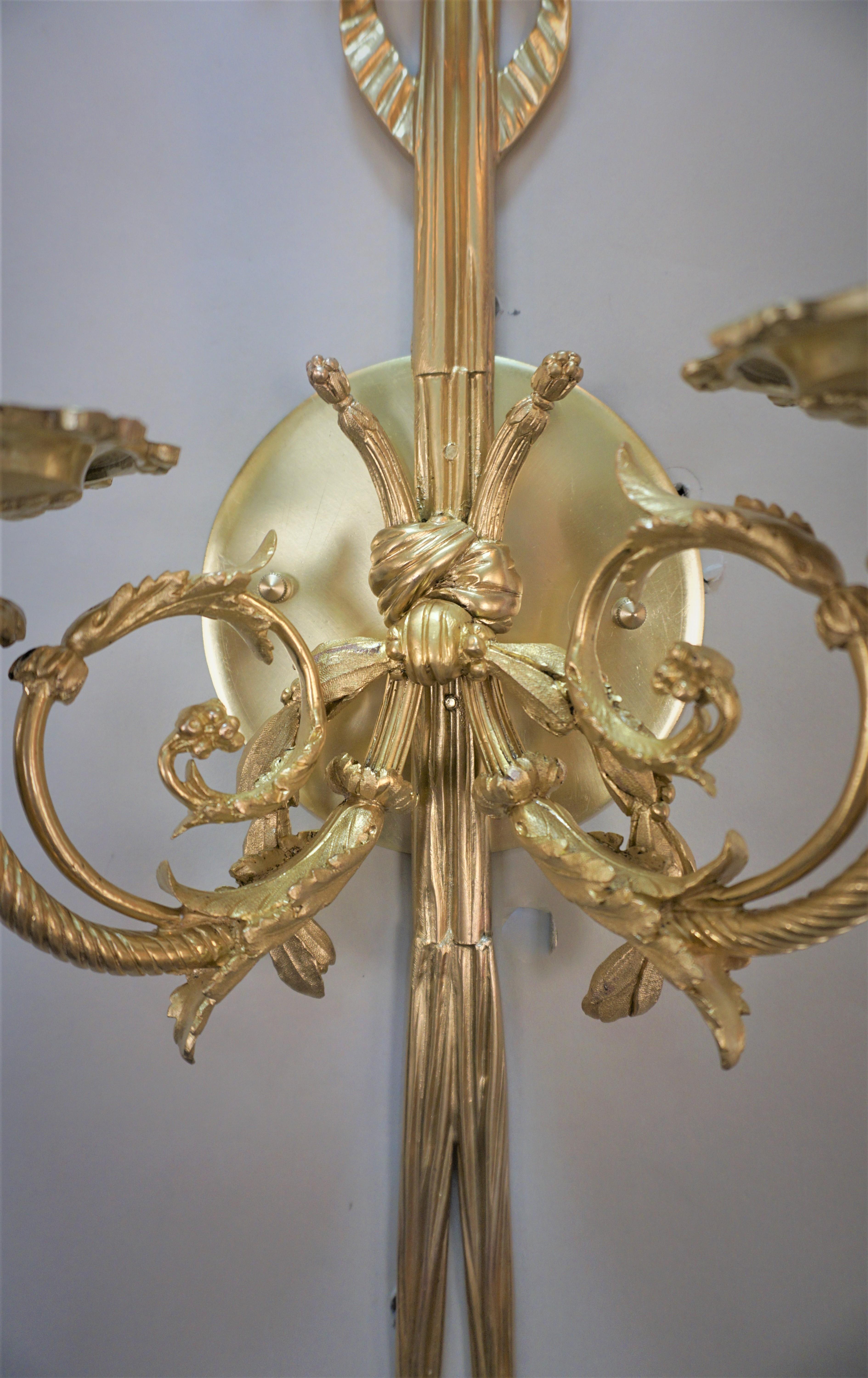 Early 20th Century Gilt Bronze Wall Sconces, 'Three Available' For Sale 4