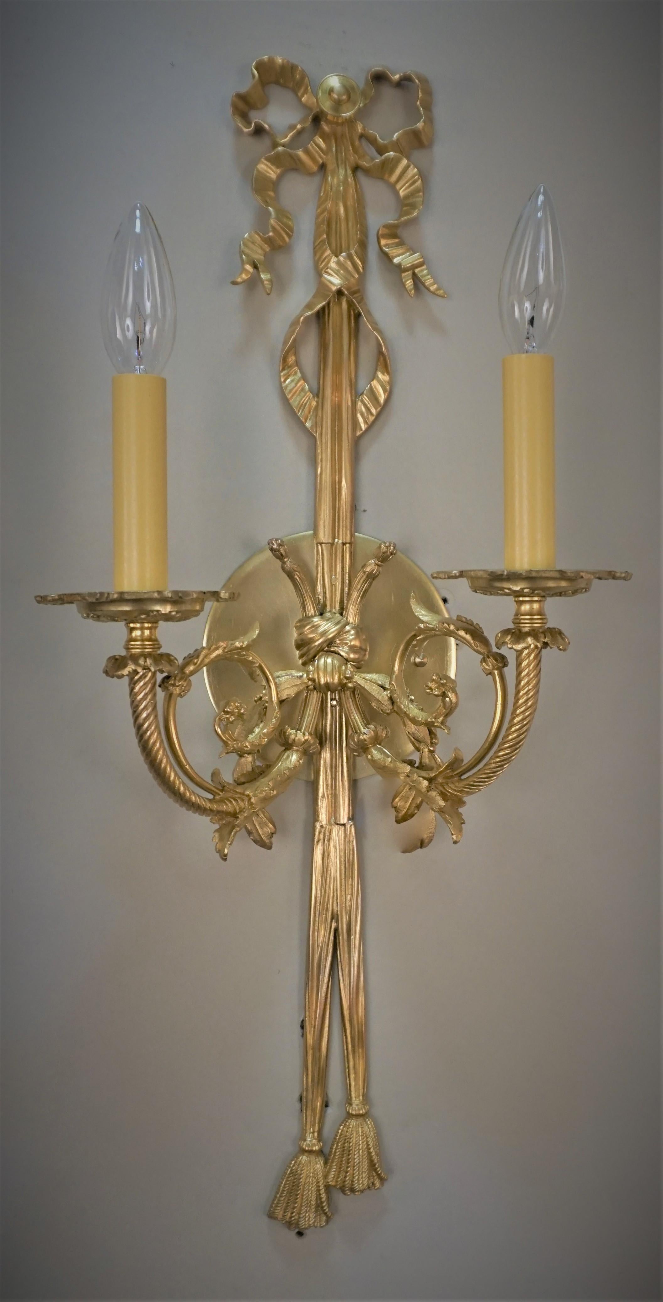 Early 20th Century Gilt Bronze Wall Sconces, 'Three Available' For Sale 5