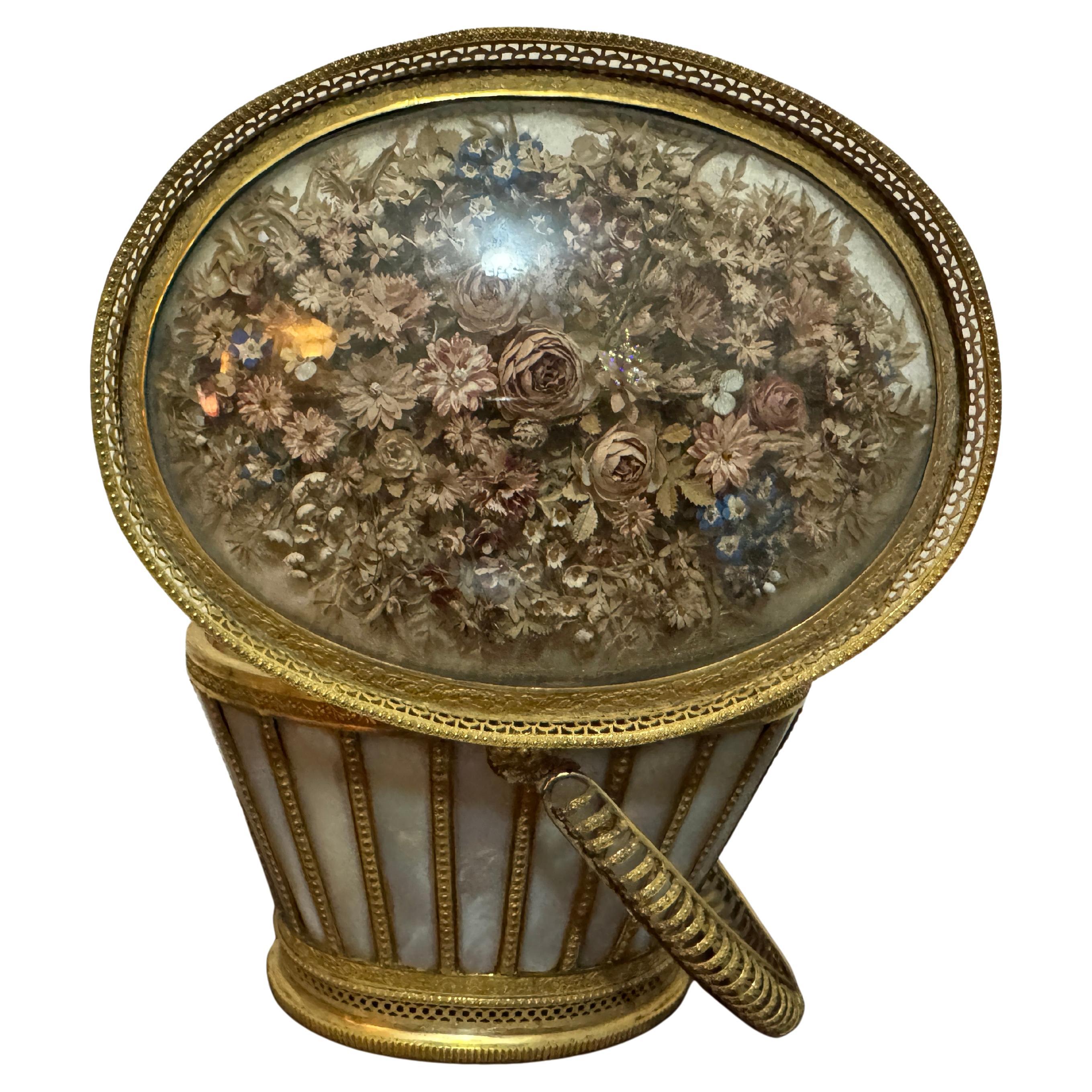 Early 20th Century Gilt-Metal and Glass Basket