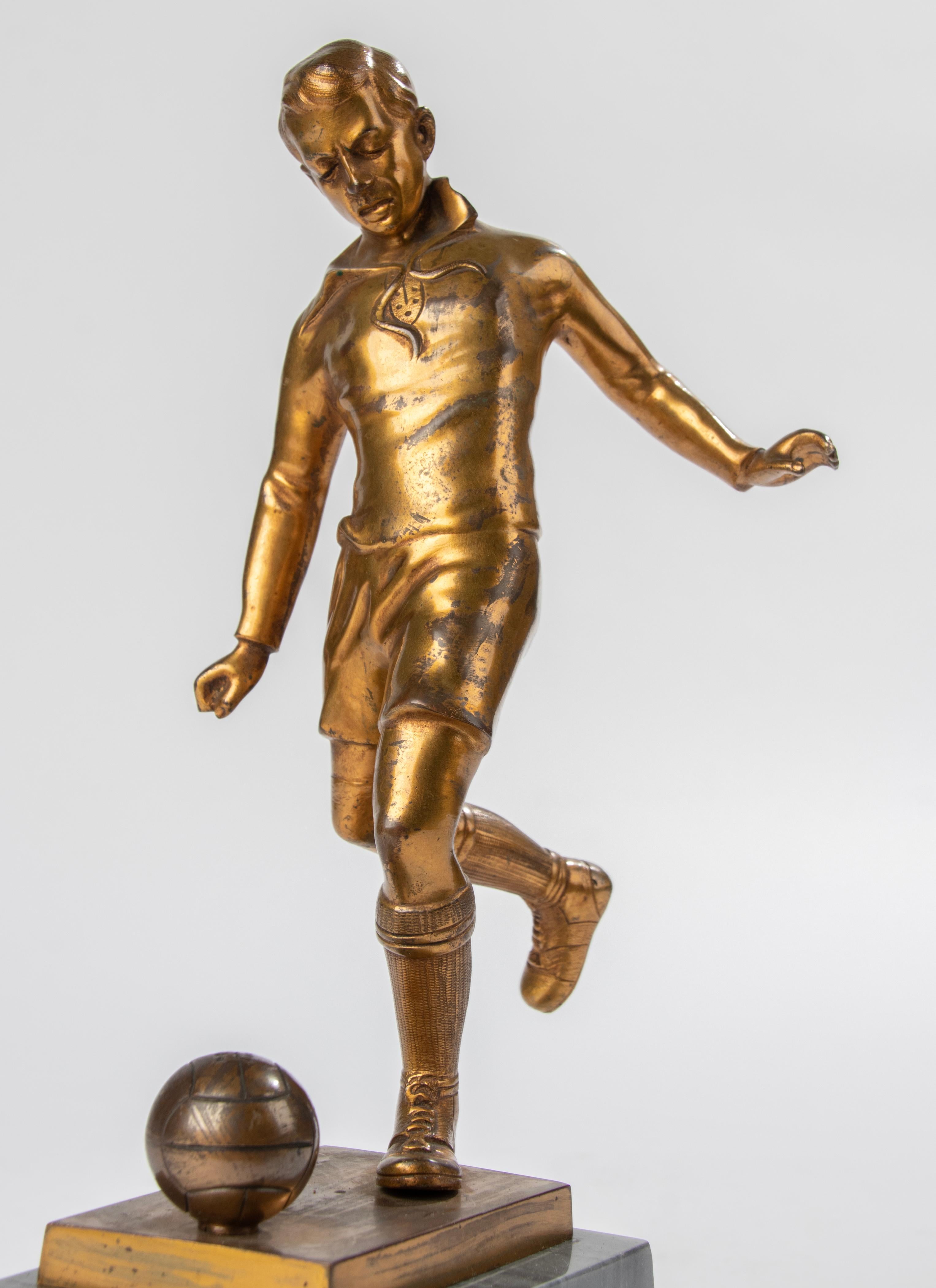 Early 20th Century, Gilt Spelter Sculpture Soccer Player For Sale 4
