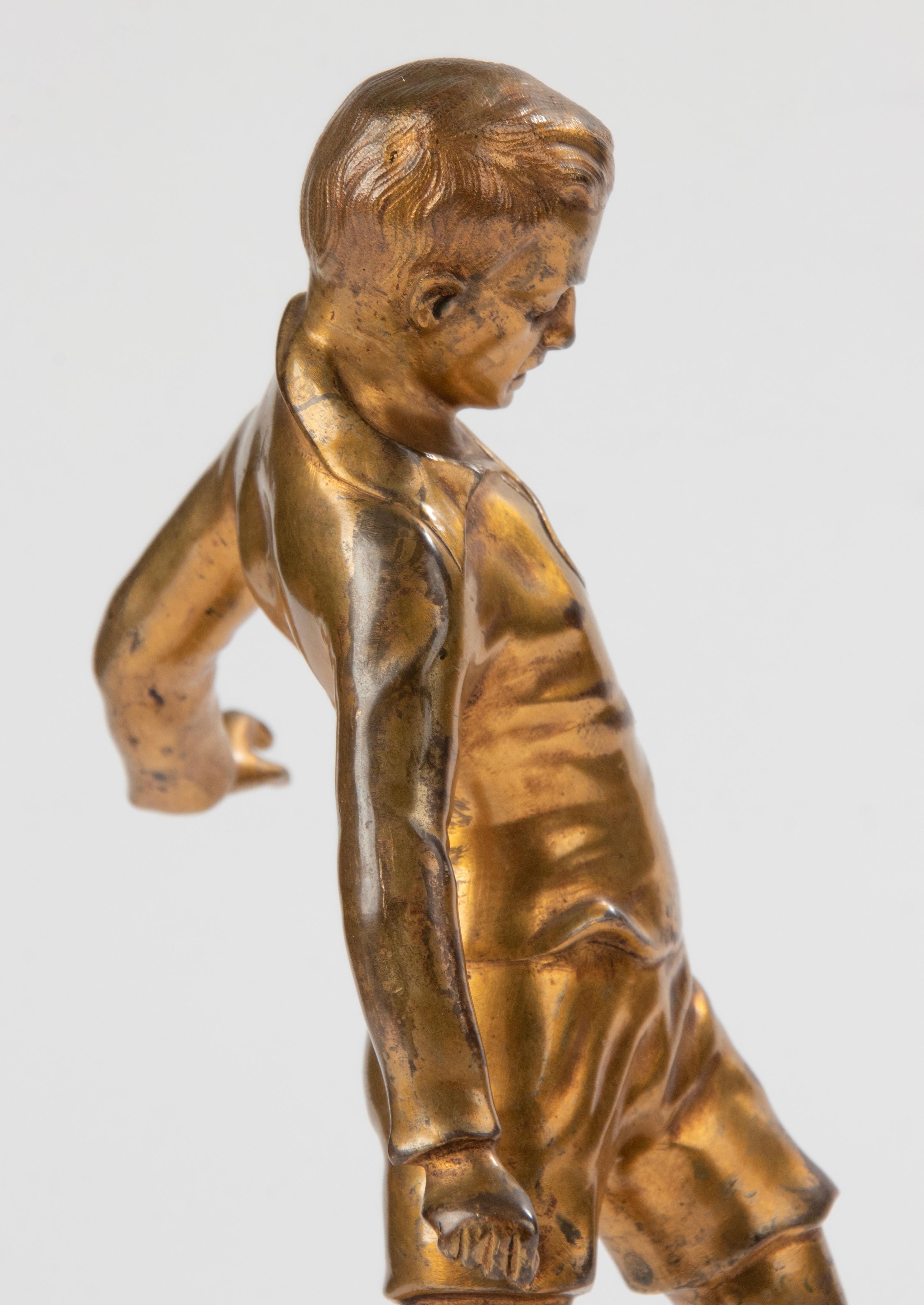 Early 20th Century, Gilt Spelter Sculpture Soccer Player For Sale 6