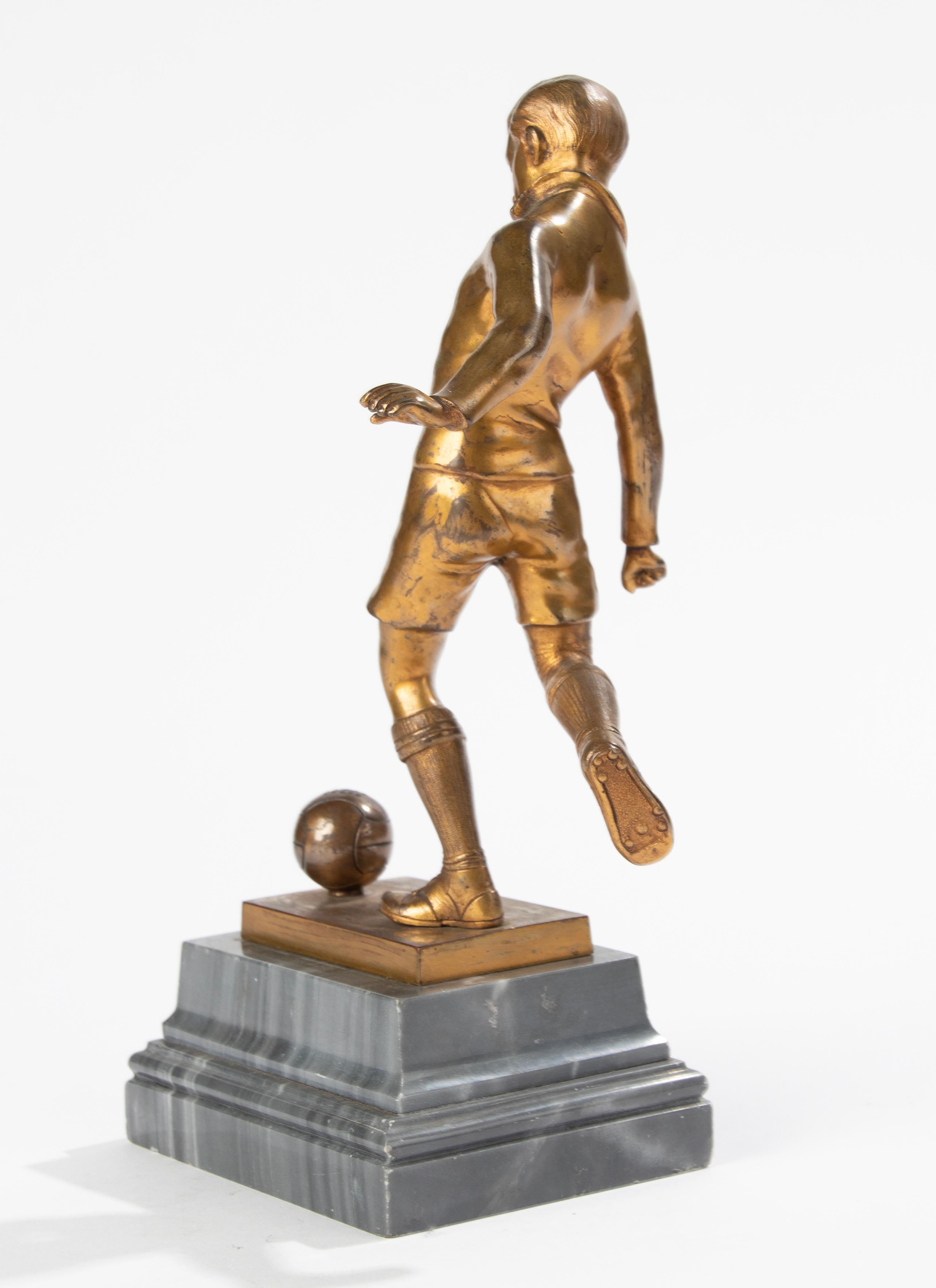 Early 20th Century, Gilt Spelter Sculpture Soccer Player For Sale 7