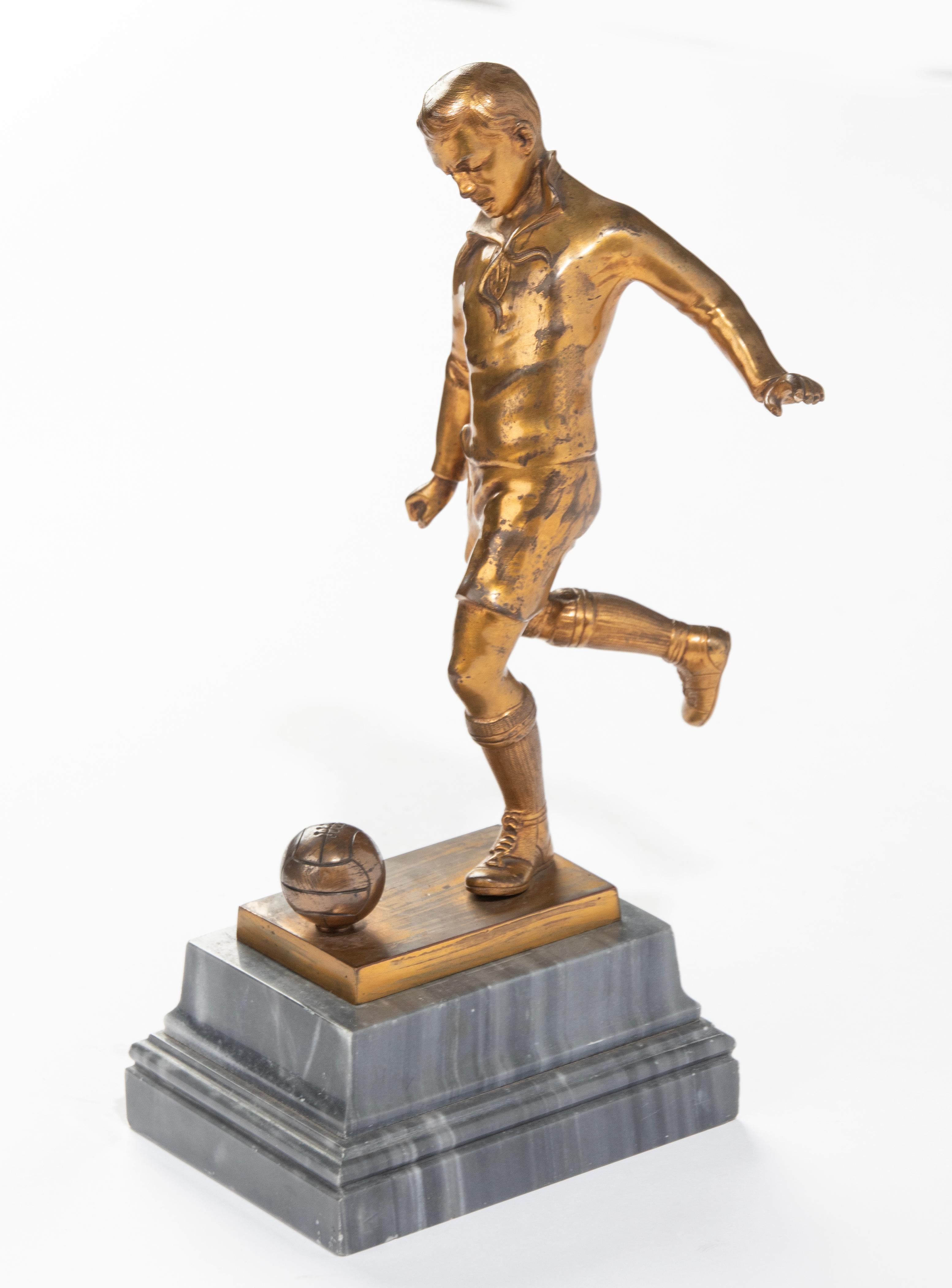 Early 20th Century, Gilt Spelter Sculpture Soccer Player For Sale 8