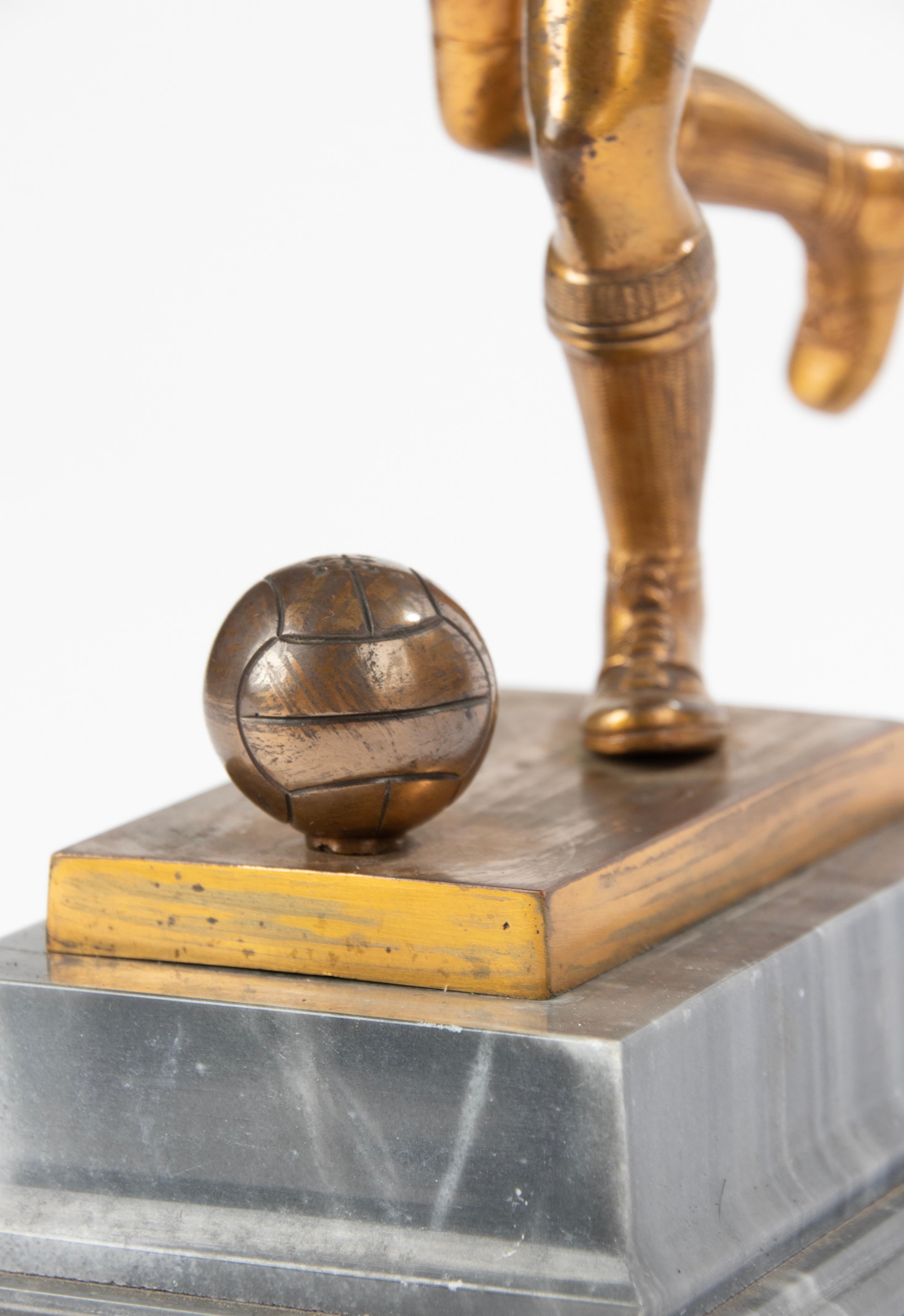 Art Deco Early 20th Century, Gilt Spelter Sculpture Soccer Player For Sale