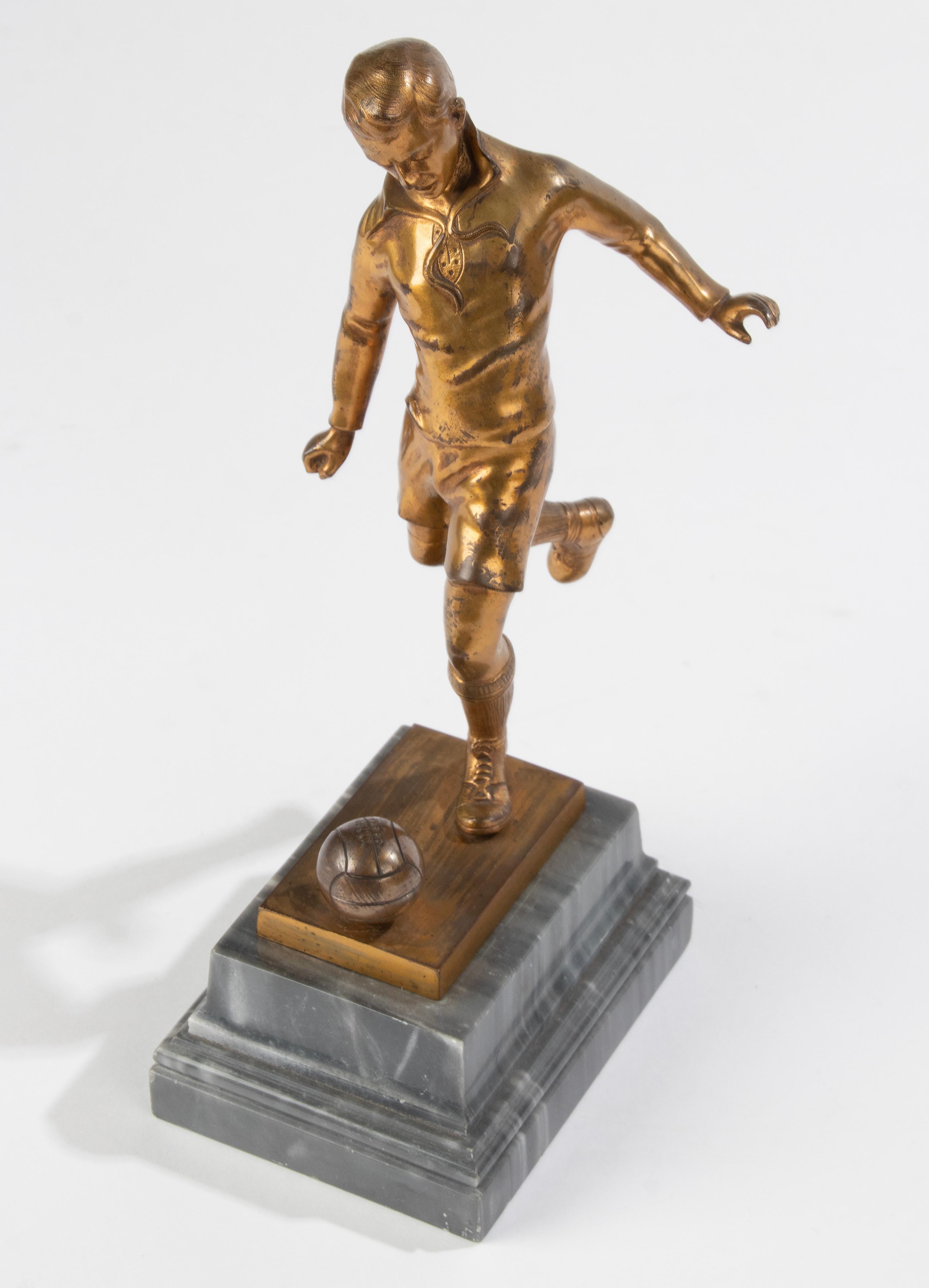 Early 20th Century, Gilt Spelter Sculpture Soccer Player For Sale 1