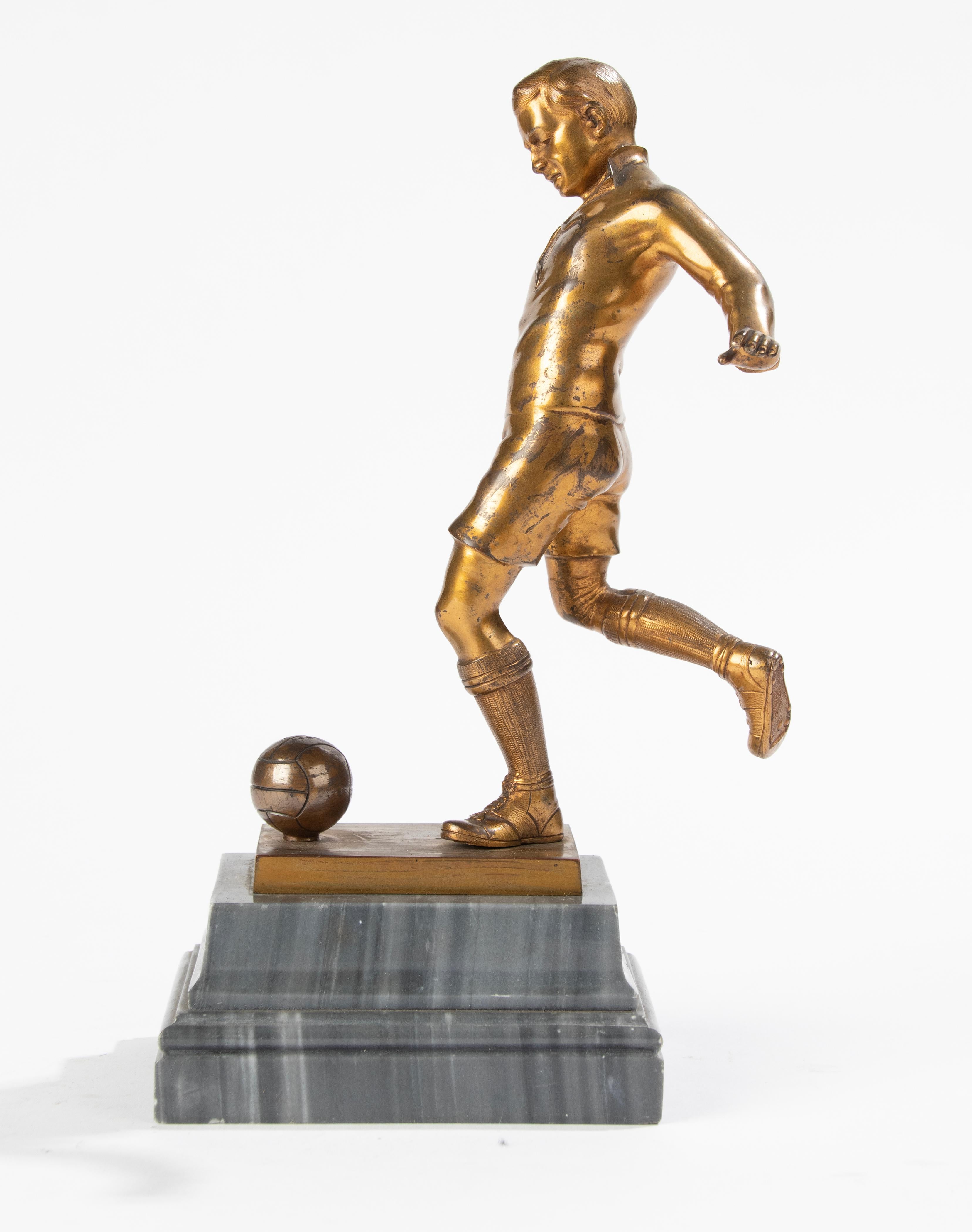 Early 20th Century, Gilt Spelter Sculpture Soccer Player For Sale 2