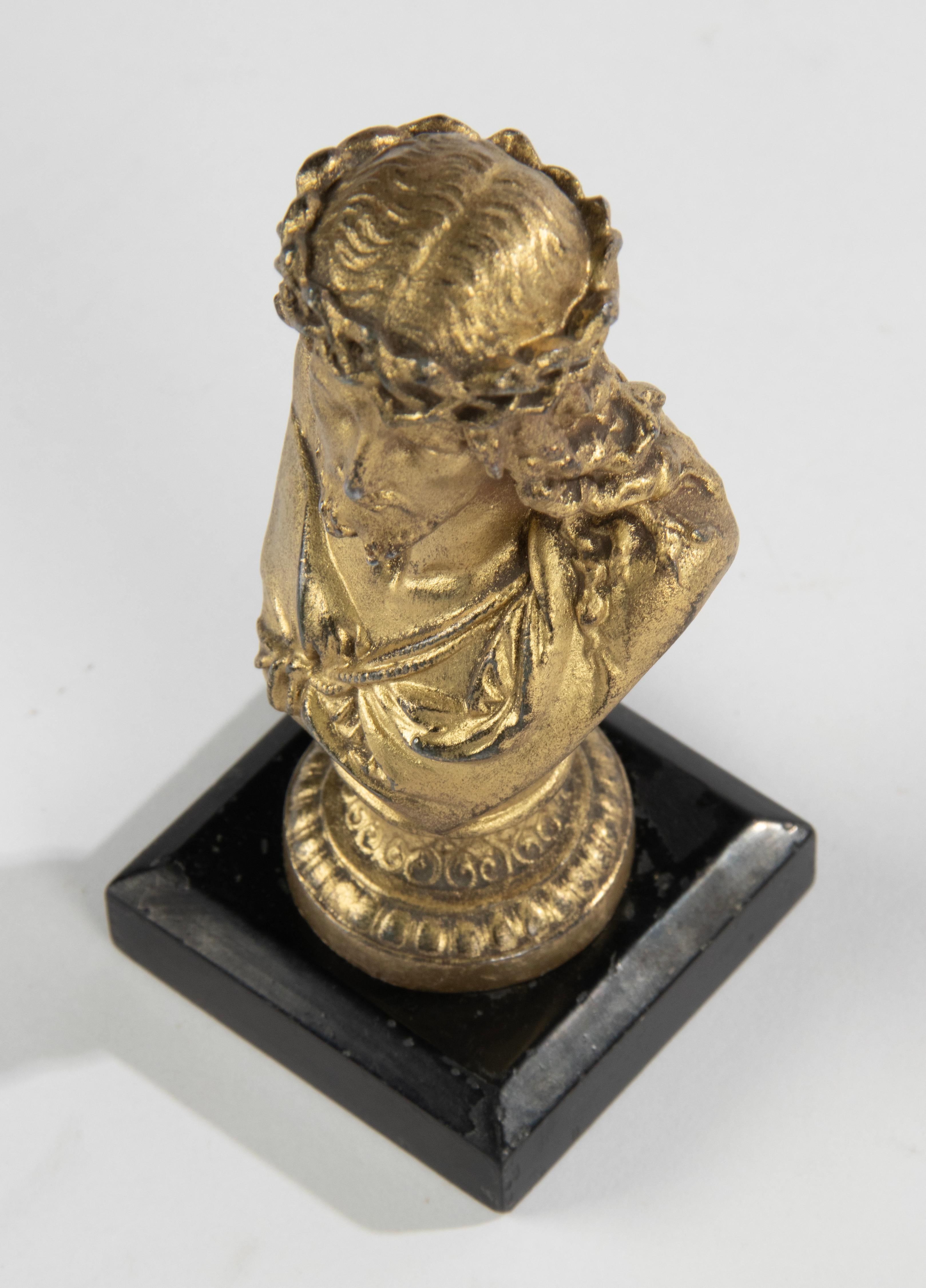 Early 20th Century Gilt Spelter Small Bust Jesus Christ For Sale 5