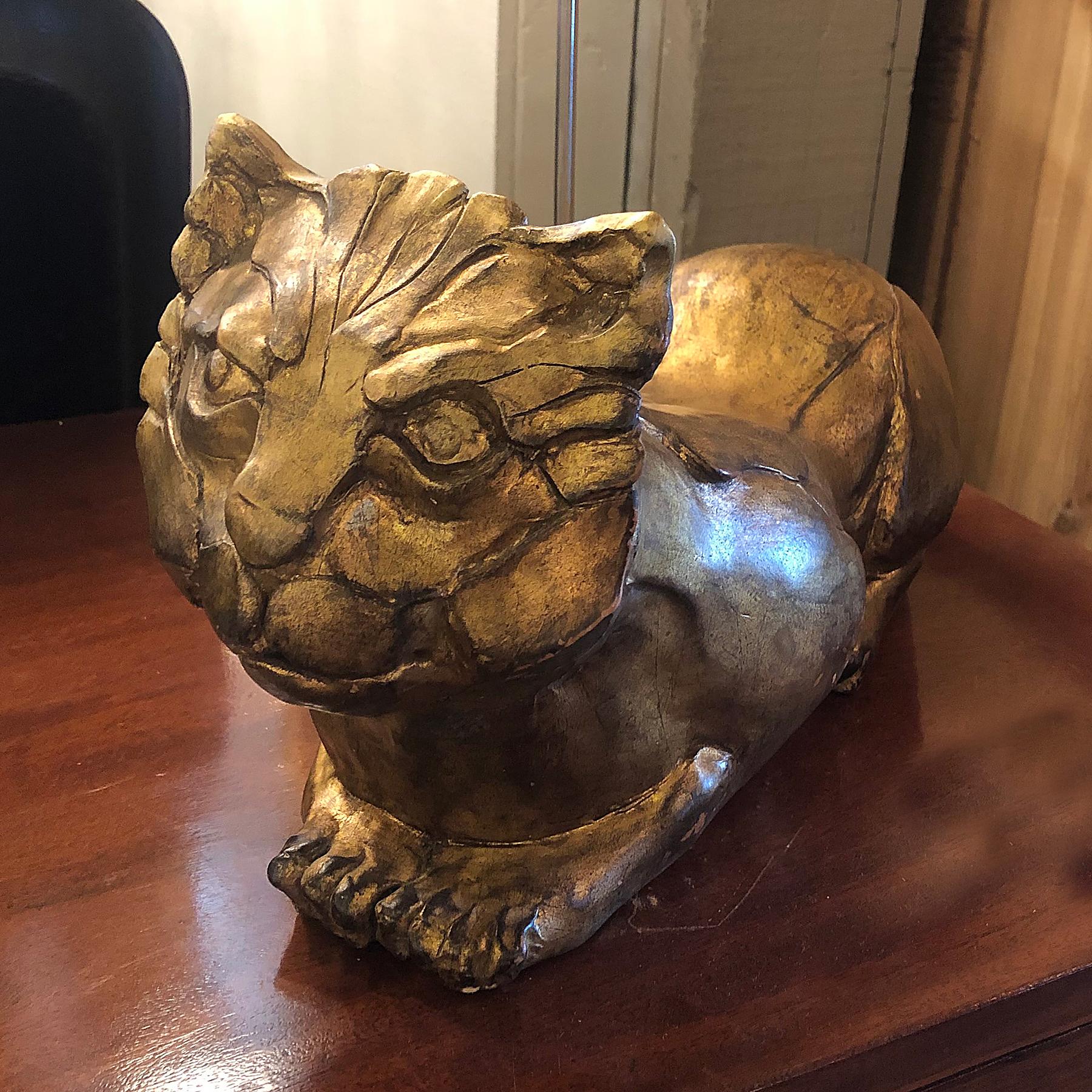 Italian Early 20th Century Gilt Terracotta Cats For Sale