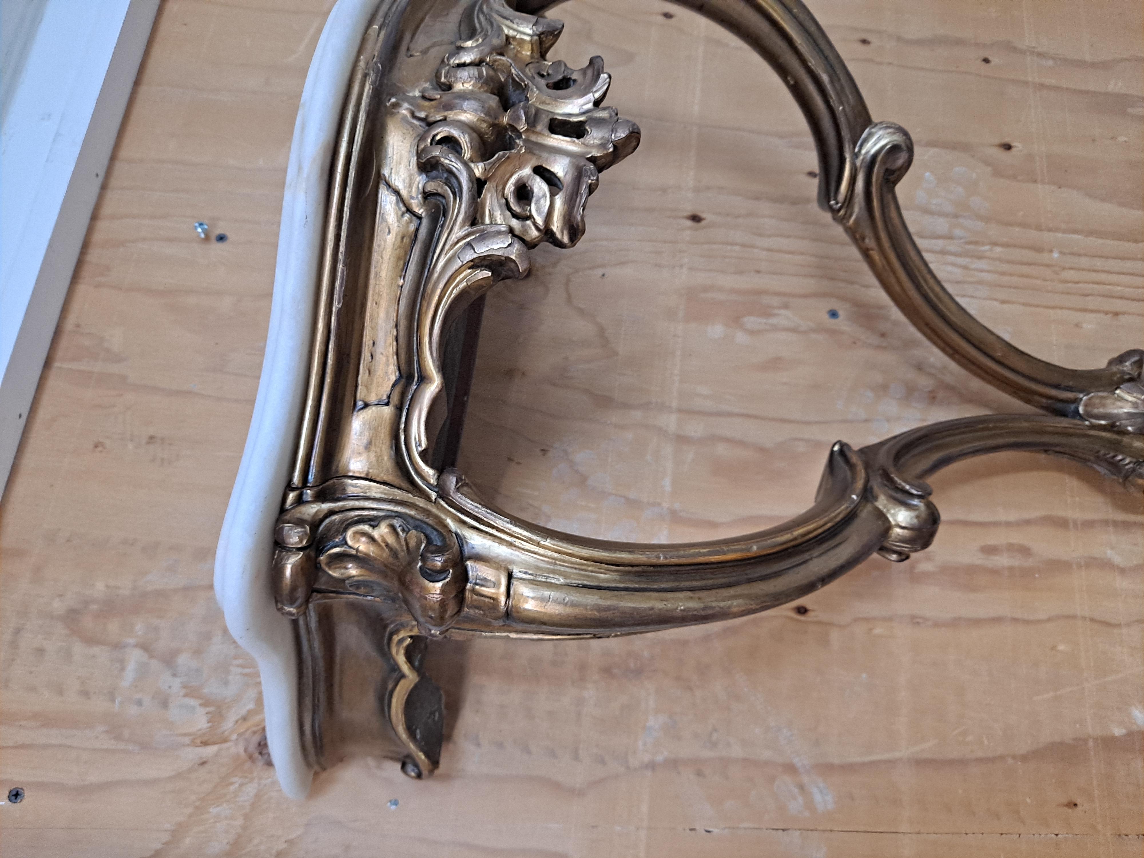 Early 20th Century Giltwood and Marble Top Wall Mounted Console Table In Good Condition In San Francisco, CA
