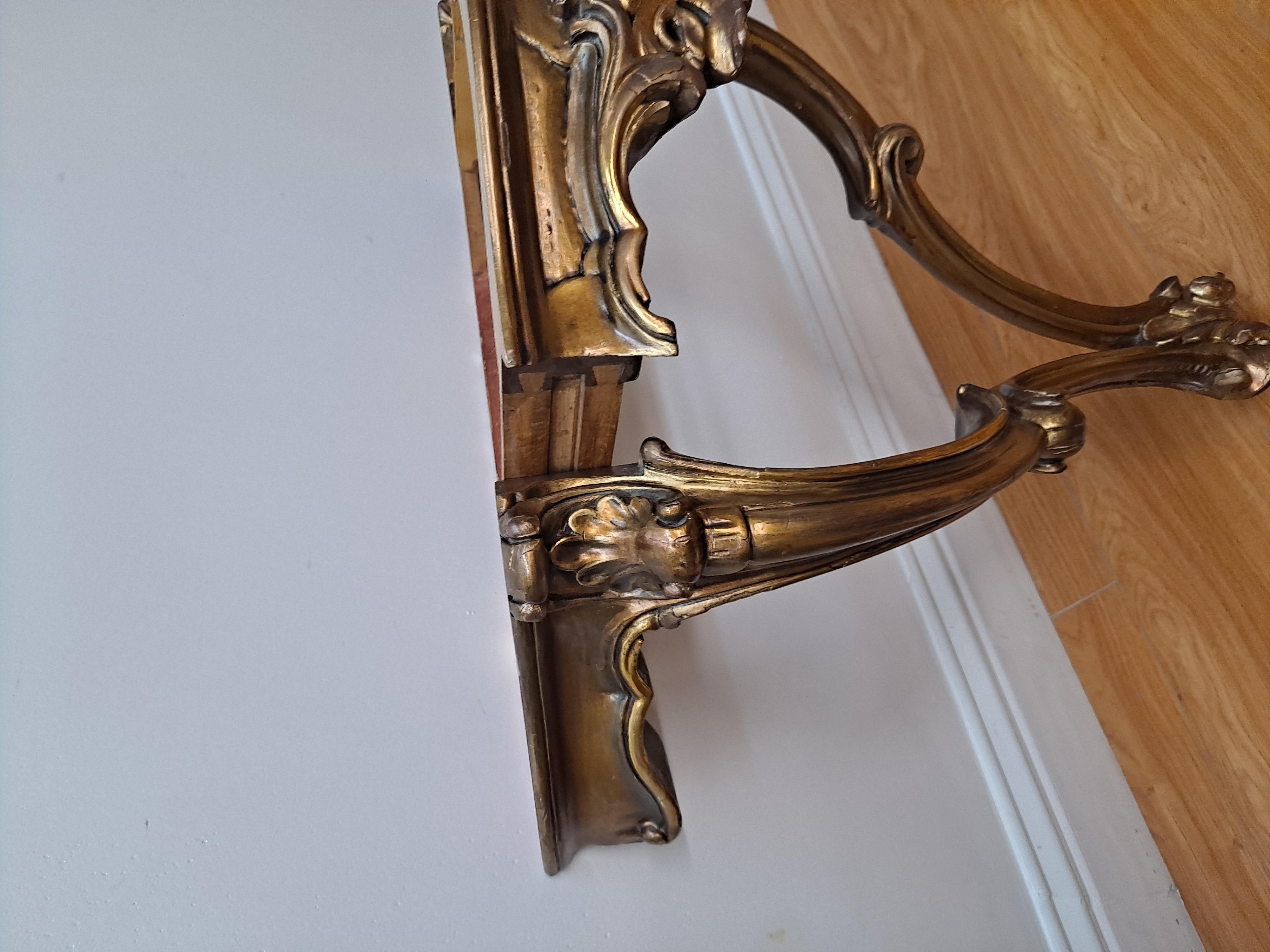 Early 20th Century Giltwood and Marble Top Wall Mounted Console Table 6