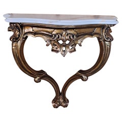 Early 20th Century Giltwood and Marble Top Wall Mounted Console Table