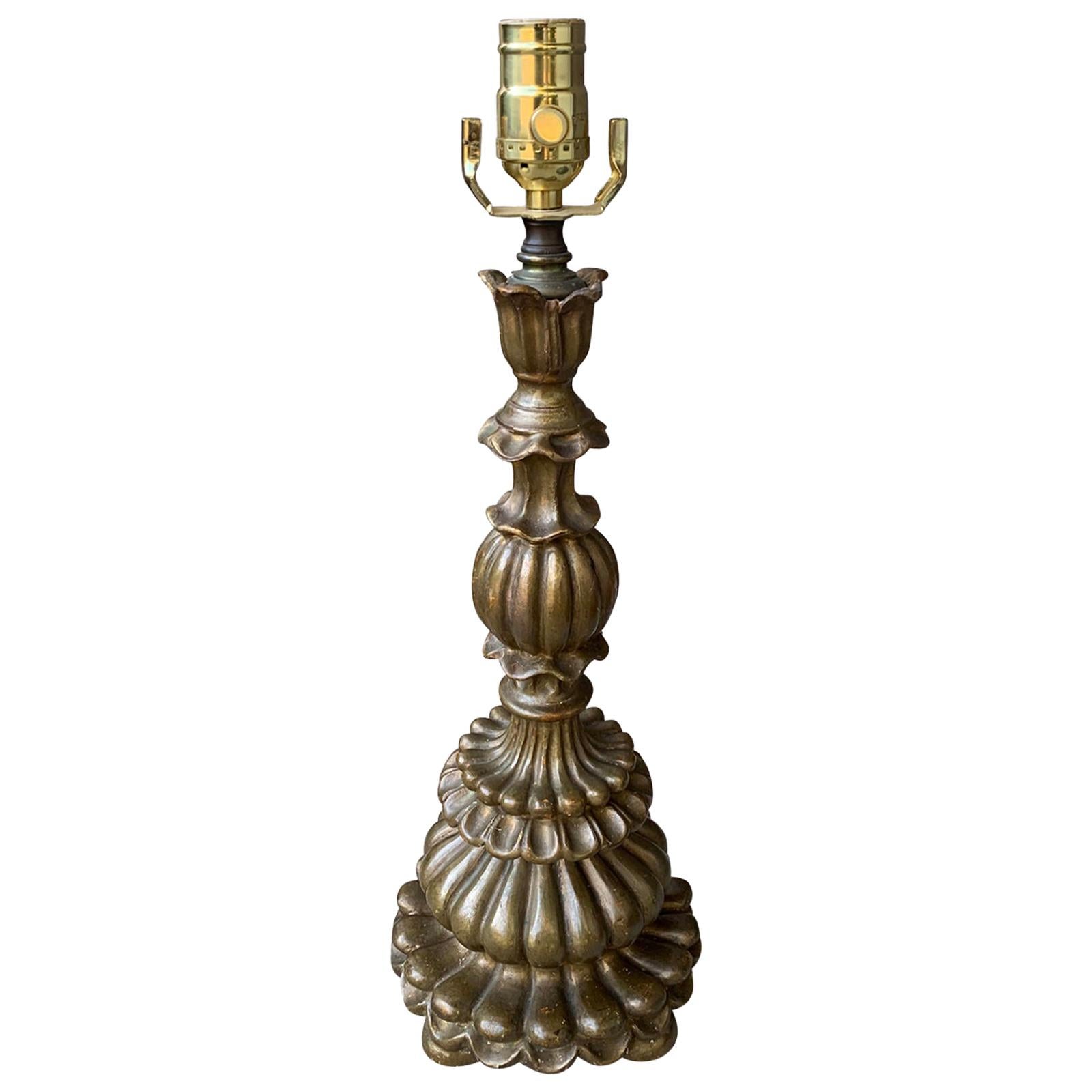Early 20th Century Giltwood Carved Lamp For Sale