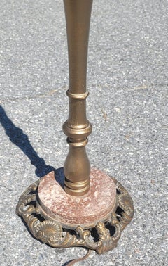 Early 20th Century Giltwood with Metal and Marble Base Bridge Floor Lamp