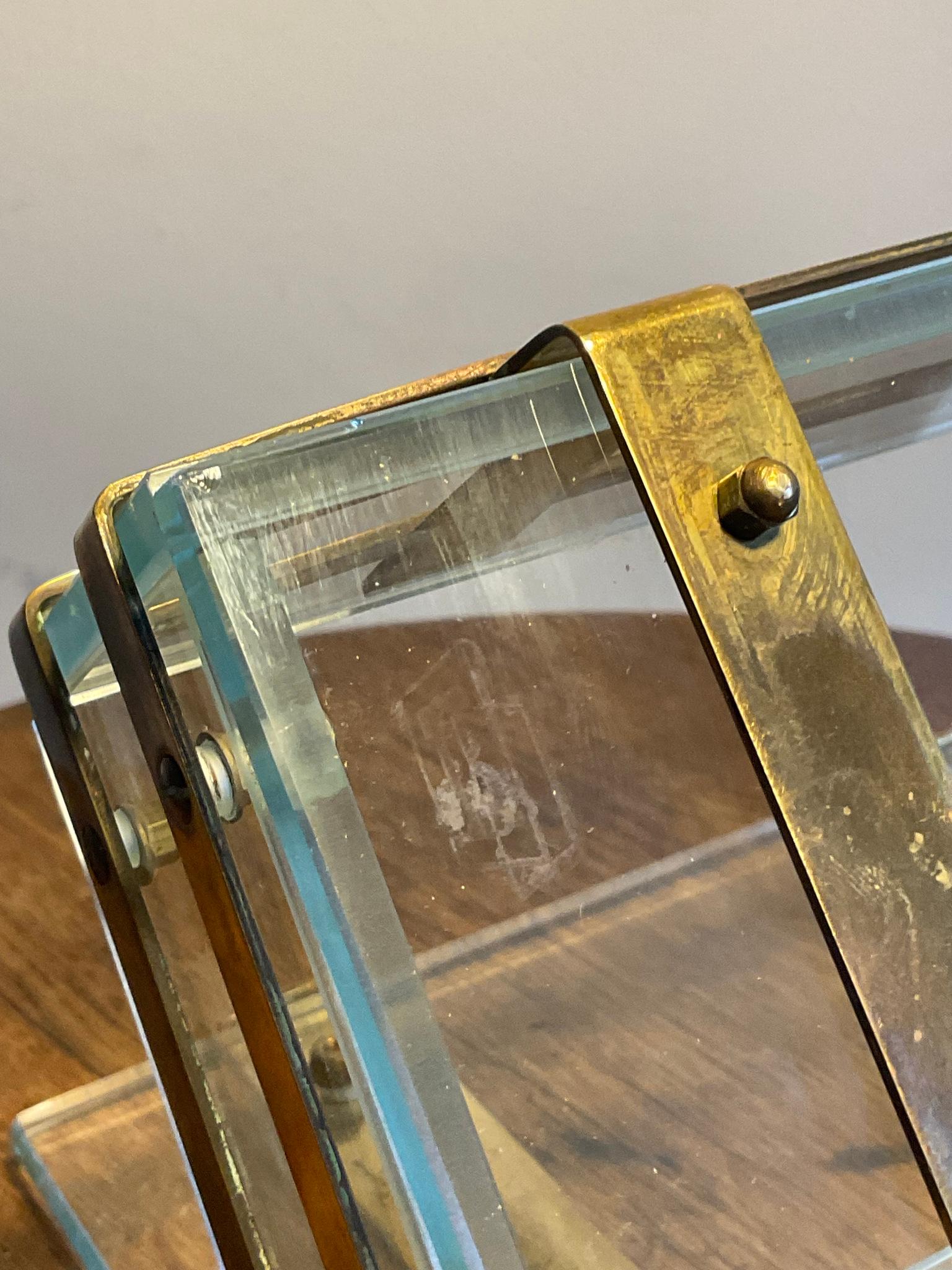 Early 20th Century Glass Box Decorated with Brass Belts Forming a Cage For Sale 2