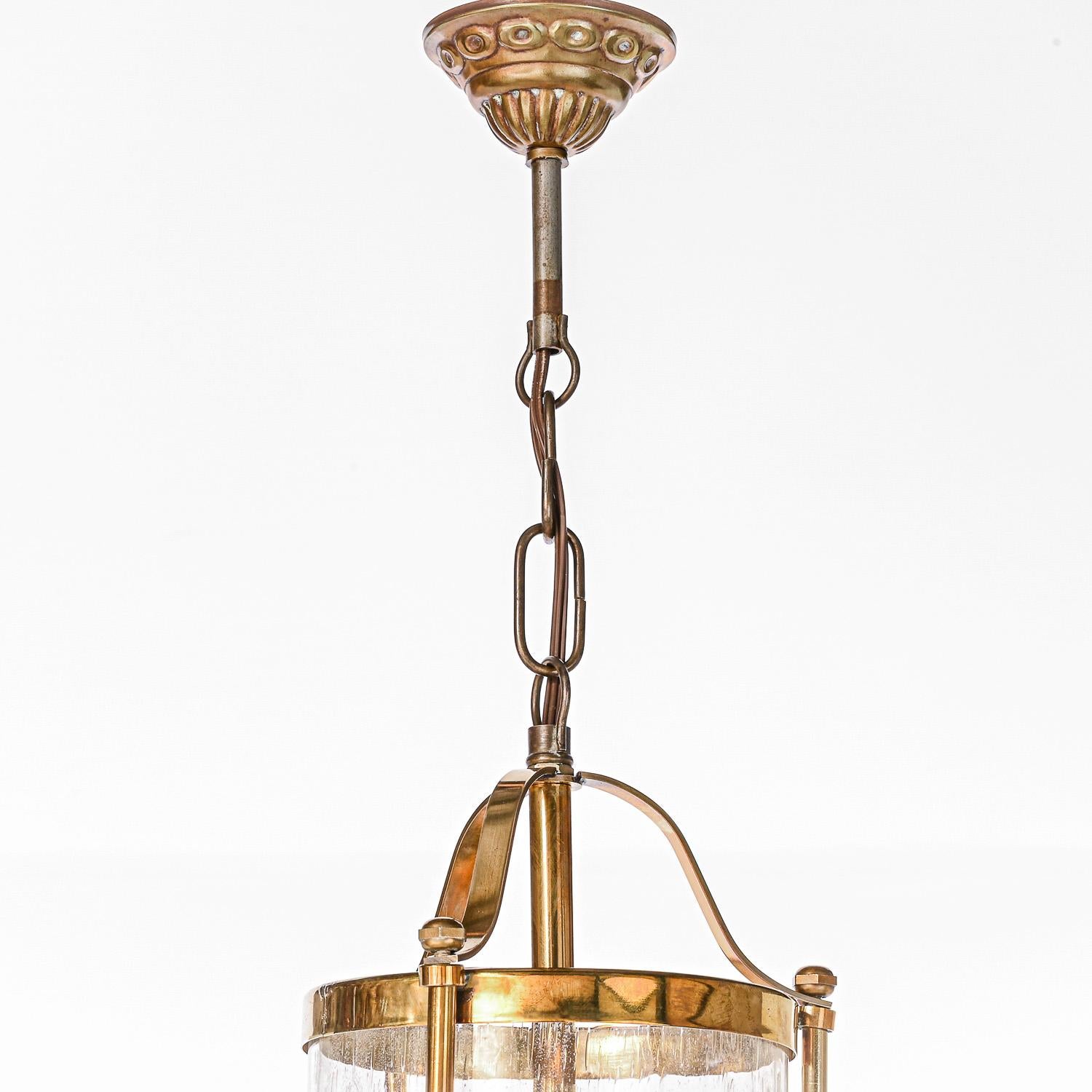 French Early 20th Century Glass & Brass Lantern For Sale